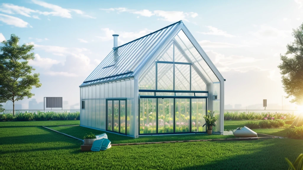 Greenhouse in the forest、florals、swimming pools、4k