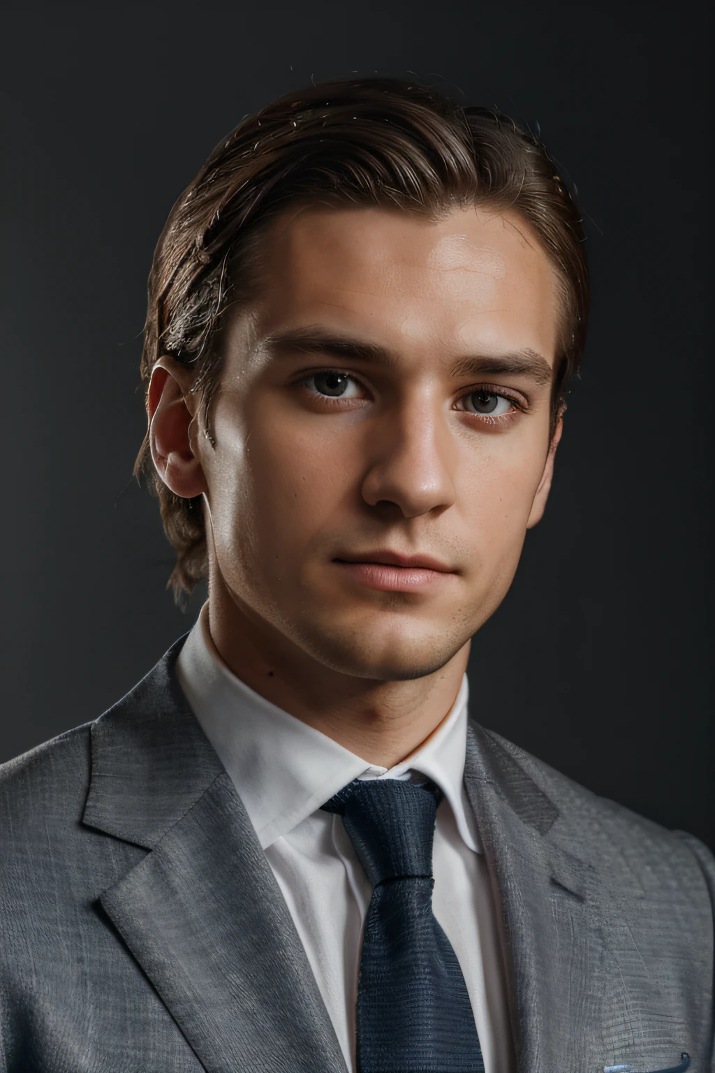 (best quality,highres:1.2),ultra-detailed,portrait,professional,studio lighting,sharp focus,realistic,English man,28-year-old,in suit