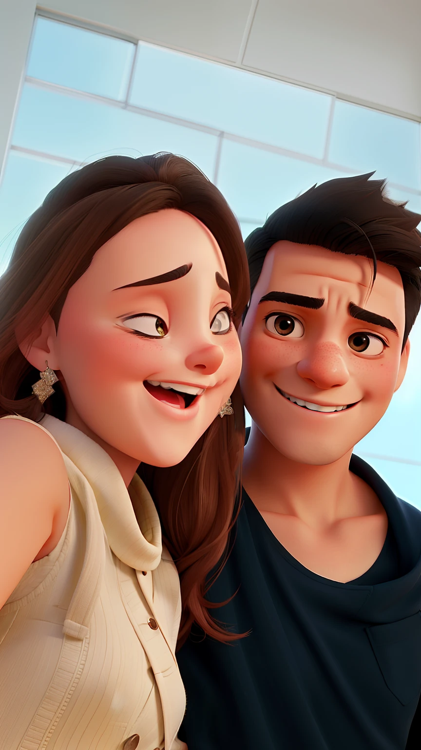 A happy couple in love in a square