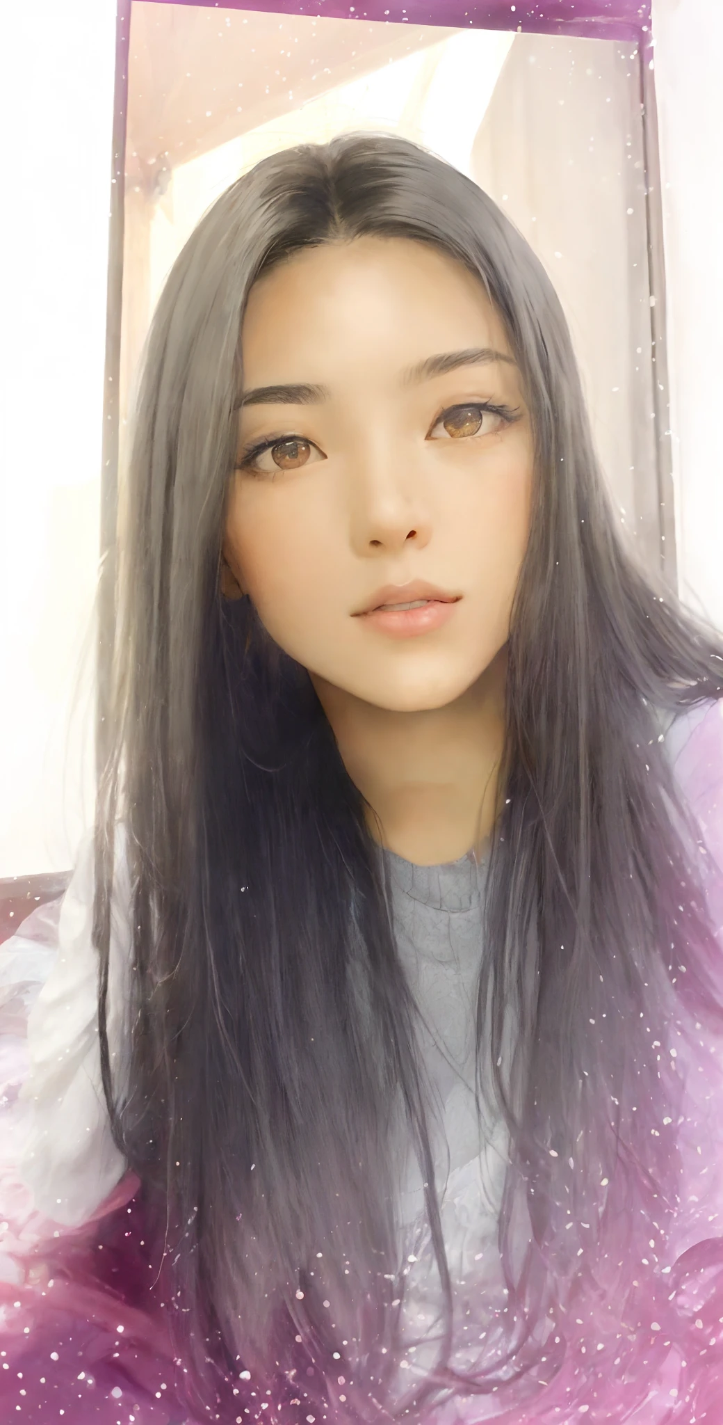 There is a woman with long hair and a hat, com cabelo preto liso, imagem de perfil, female with long black hair, 18 anos, Ayahausca, asian female, imagem central, 21 anos, 2 3 anos, 2 7 anos, a young asian woman, com cabelos pretos, 1 6 anos, com longos cabelos pretos