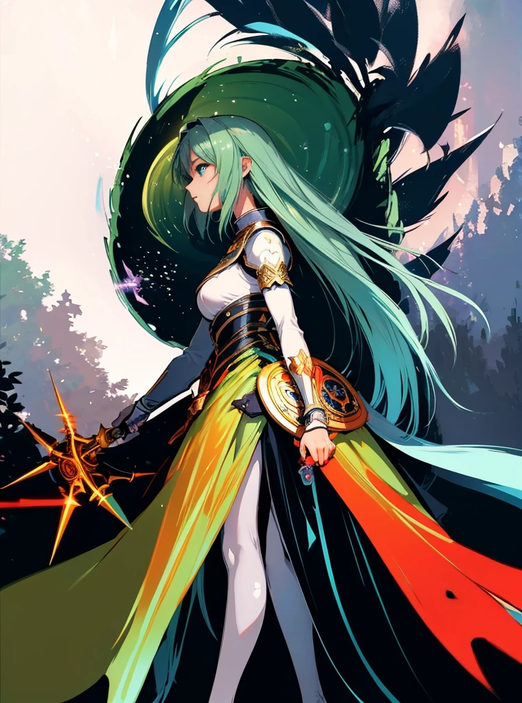 ((Masterpiece, Highest quality)), Detailed face, CharacterDesignSheet, full bodyesbian, Full of details,, Highly detailed, Depth, Many parts,Beautiful paladin girl,Holding a shield,Extremely beautiful,High Balance, Natural light, Lace,lacepantyhose,sparkling with stars,Light green hair,hentail realism, shadowing,character sheets, reference sheet, Standing painting, 8K, Super detail, 1080p, Women's HD,Slim,femele, 16k, A high resolution, Best quality, High quality, Anatomically correct, Masterpiece, ccurate, hyper HD,As graceful as a swan,unreal-engine, Ghibli-like colors, anime, Standing painting, angle of view,Full body photo,Silver Moon,ln the forest,Look up