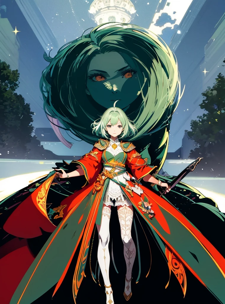 ((Masterpiece, Highest quality)), Detailed face, CharacterDesignSheet, full bodyesbian, Full of details,, Highly detailed, Depth, Many parts,Beautiful paladin girl,Holding a shield,Extremely beautiful,High Balance, Natural light, Lace,lacepantyhose,sparkling with stars,Light green hair,hentail realism, shadowing,character sheets, reference sheet, Standing painting, 8K, Super detail, 1080p, Women's HD,Slim,femele, 16k, A high resolution, Best quality, High quality, Anatomically correct, Masterpiece, ccurate, hyper HD,As graceful as a swan,unreal-engine, Ghibli-like colors, anime, Standing painting, angle of view,Full body photo,Silver Moon,ln the forest,Look up