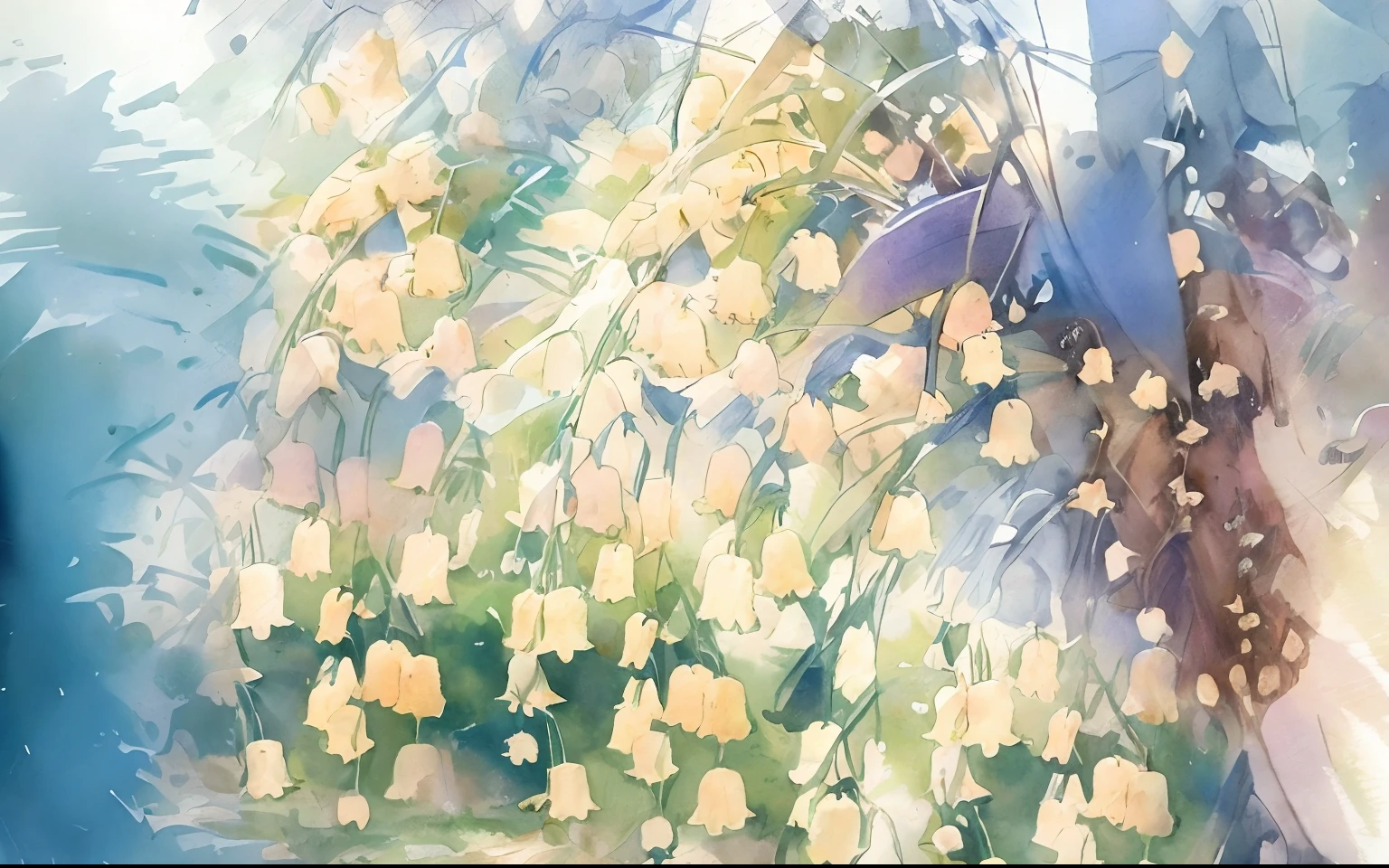 painting of a garden with hydrants and a path in the background, masterful detailed watercolor, detailed watercolor painting, by Tomioka Tessai, by Sim Sa-jeong, hydrangea, by Kim Jeong-hui, watercolor painting style, by Kim Du-ryang, by Kathleen Walne, by Mary Elizabeth Groom, watercolor detailed art, by Jung Park, watercolor painting
