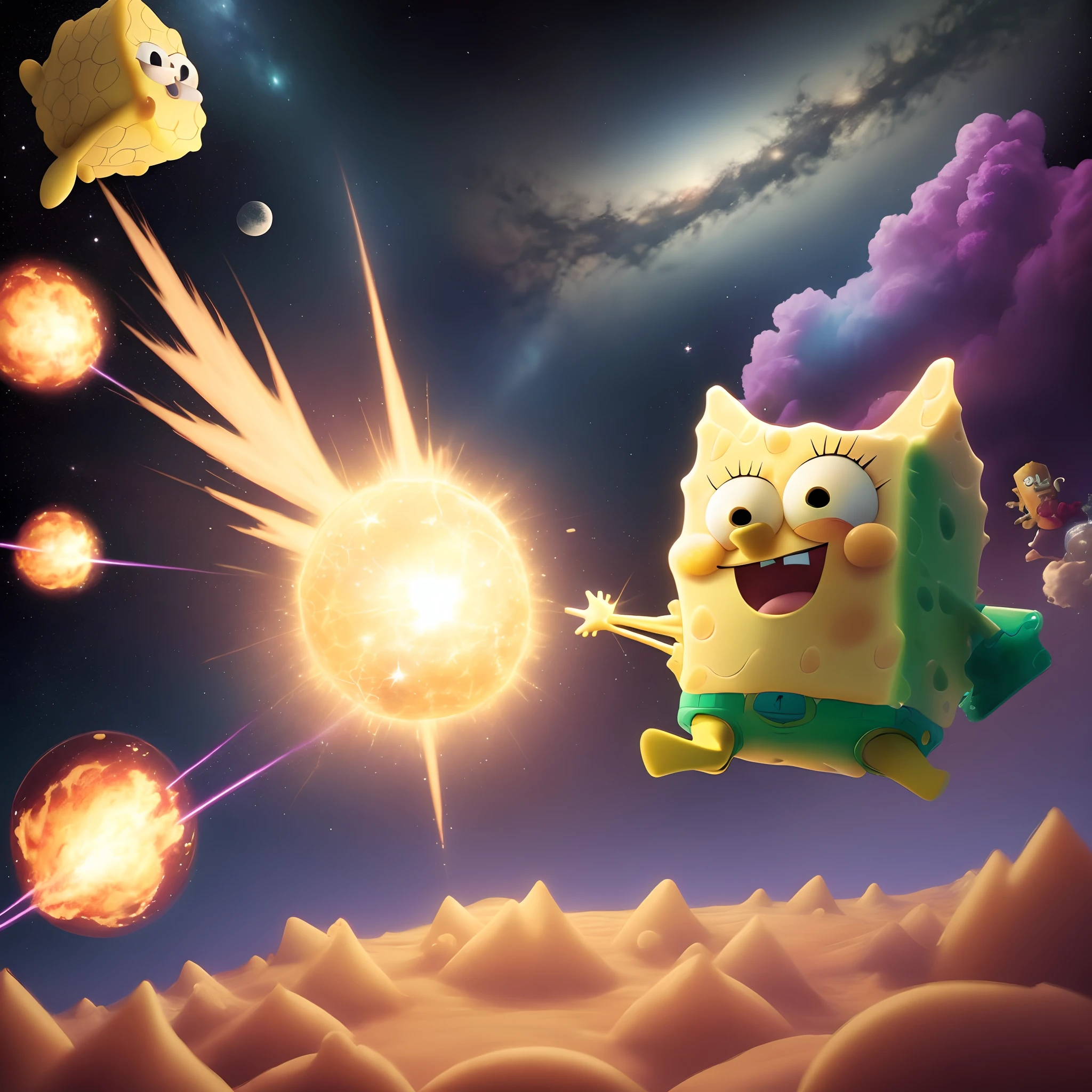 spongebob super sayin in space fighting fighting patrick star going berserk legendary super sayin