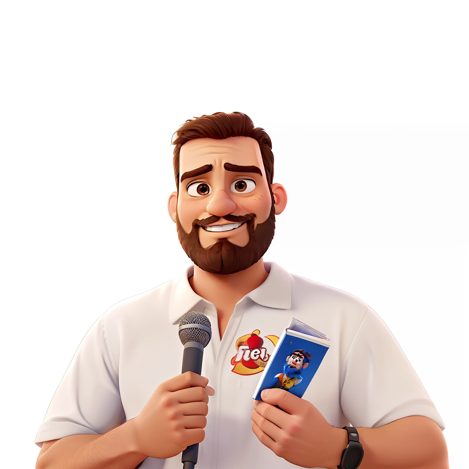 A high-quality Disney Pixar style poster, melhor qualidade.A man in his office with a beard