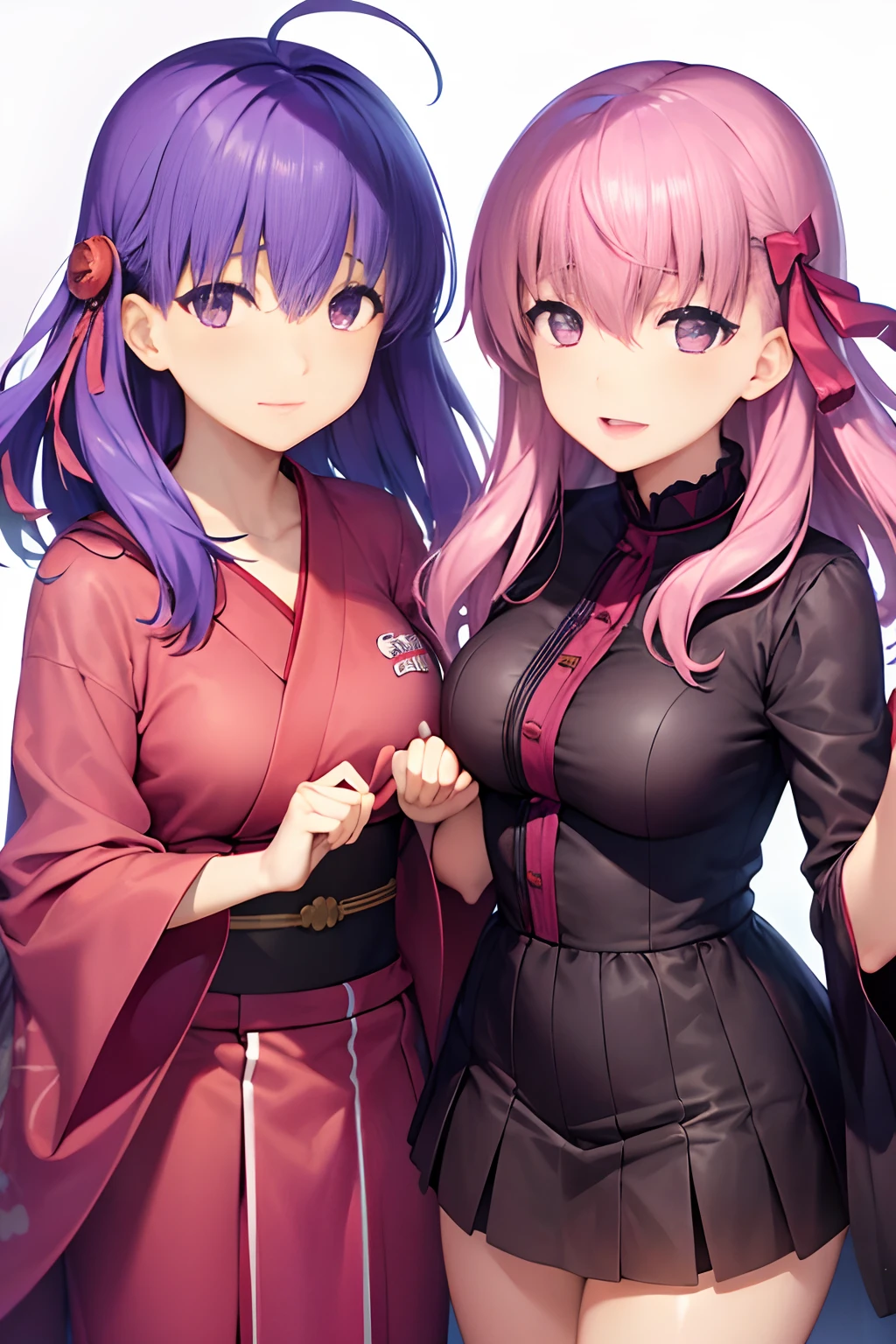 Two characters, Two Girls, ((Sakura Matou)), Isla Plastic Memories, Anime, Masterpiece, Best Quality, Kimono, Princess