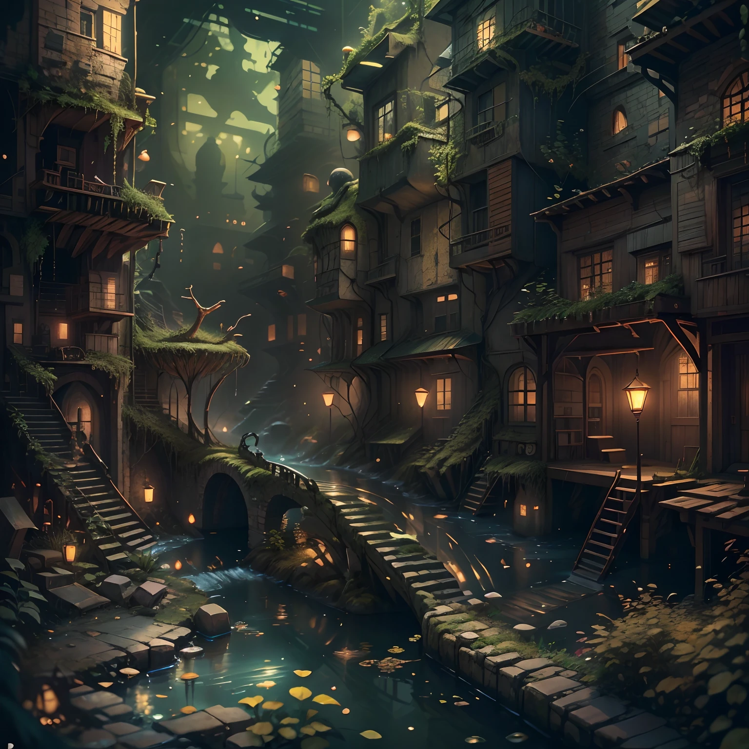 tmasterpiece,bset quality,realisticlying,offcial art,Extremely detailed,tmasterpiece,Best quality at best,(非常详细的 CG 统一 8k 壁纸),(Best quality at best),(The best illustrations),(The best shadow),Very detailed pictures,(PureErosFace_V1:0.7),(8K,best qualtiy),A small stream flows through an abandoned city,Mechanical dog in the stream,Fantastical streams,cyber punk perssonage,sci-fy,Gothic,hyper realisitc,Mechanical fantasy,(luminouslighting, Atmospheric lighting), chilly, gloomily, magical,
