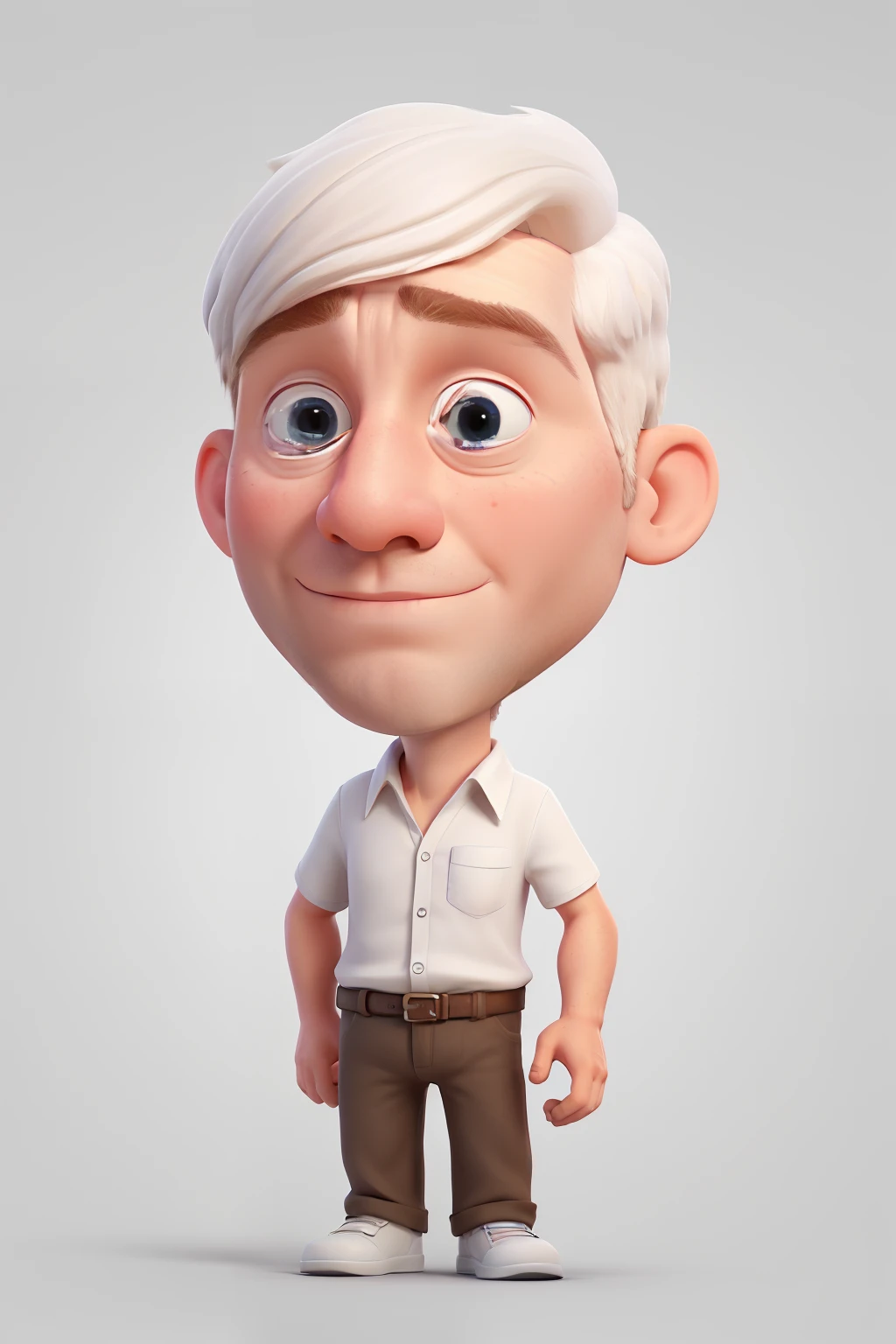 Completely white man with a question mark for his face