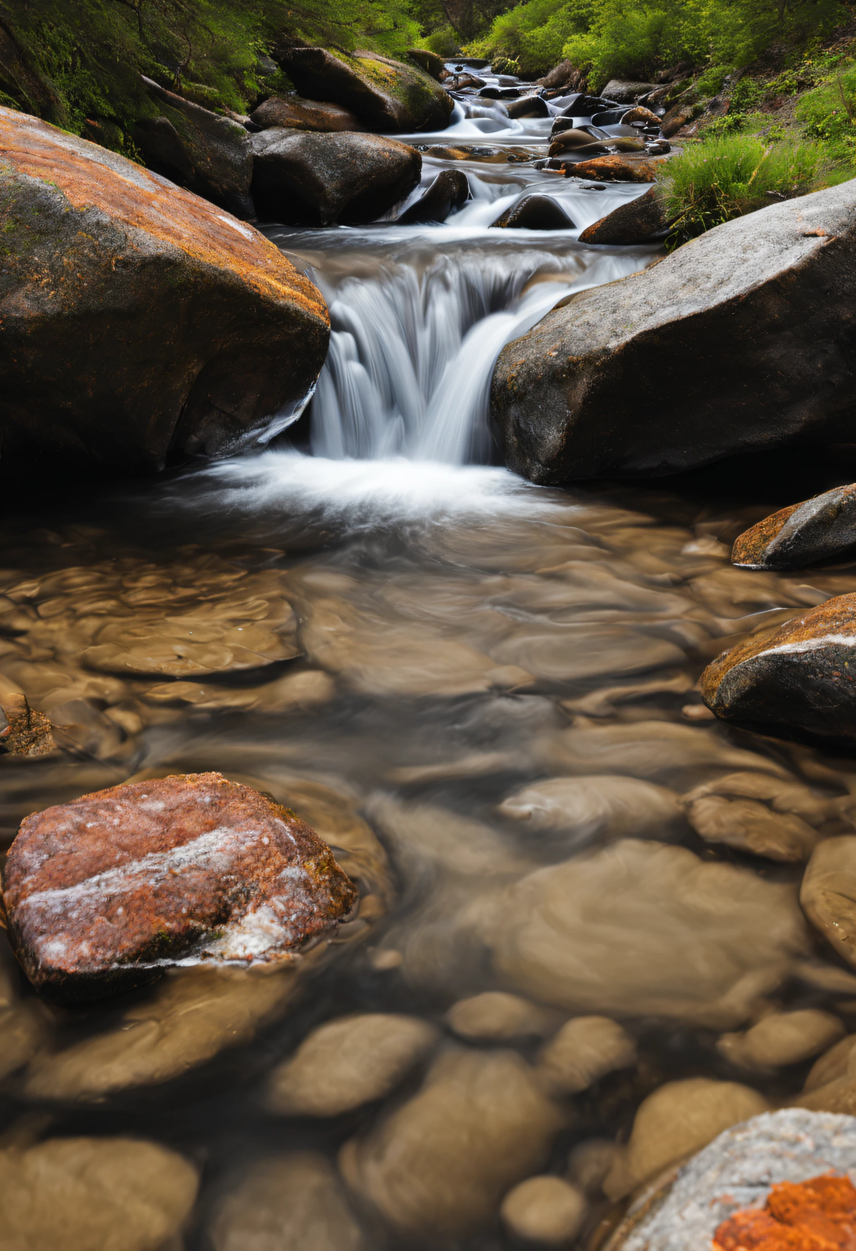 photo, 1girl, nude, peeing, squatting, river, touching vagina