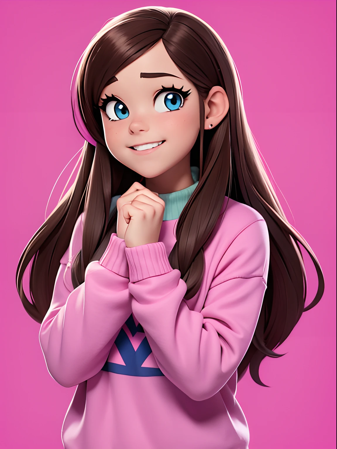Mabel Pines from "Gravity Falls" wearing a sweater with text "I LOVE MY BROTHER"