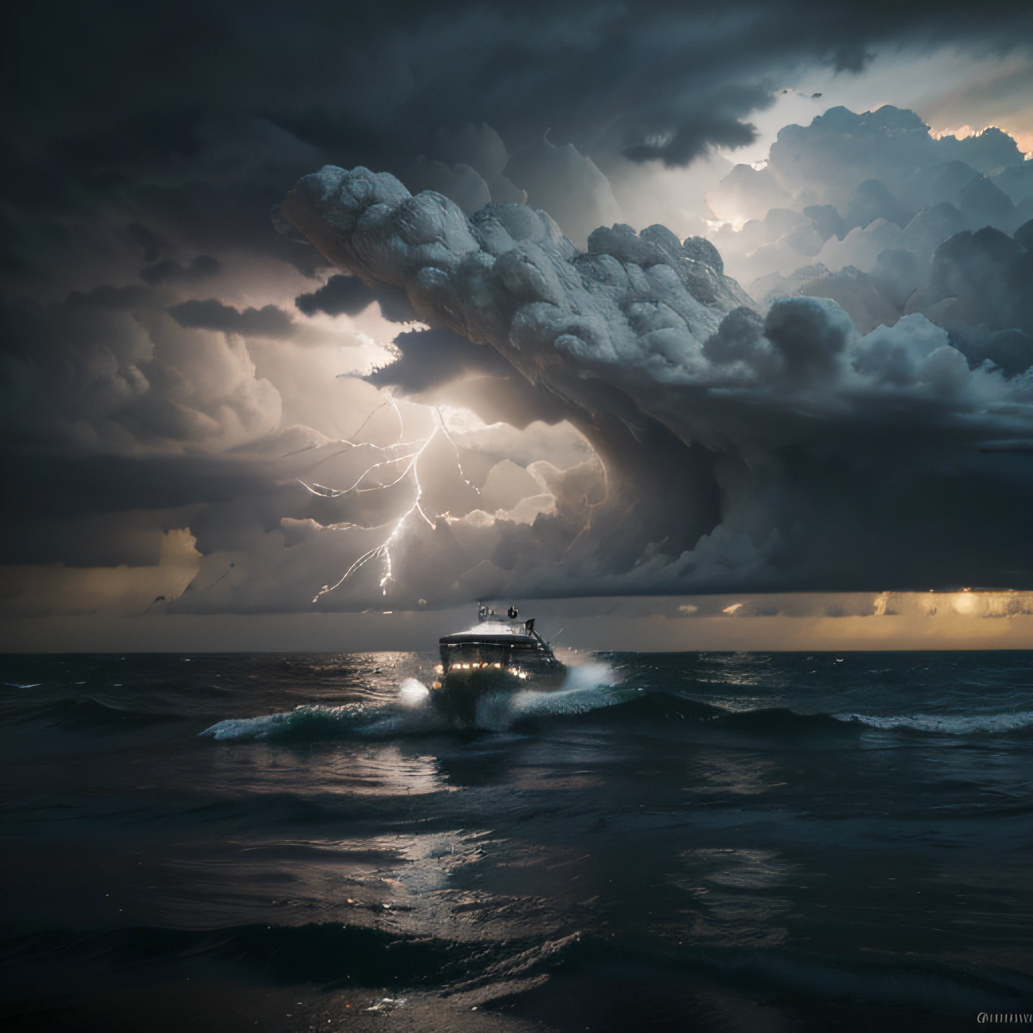 the turbulent water, the rain pouring down, the fury of the storm, the fear in the people's eyes, the animals seeking refuge, the rainbow after the rain, the hope for a new beginning, the divine intervention, the destruction of the world, the survival of the chosen few, the desolation of the deserted land, the power of nature, the awe-inspiring grandeur, the promise of salvation, the waves crashing against the arc, the dark clouds looming overhead, the lightning illuminating the sky, the chaos and chaos, the ark standing strong, the cries for help, the isolation and uncertainty, the endless sea stretching out, the rebirth of life, the endurance and resilience, the harmony between humans and animals, the ark as a symbol of safety, the weight of responsibility. (best quality, highres, ultra-detailed), (realistic:1.37), (dramatic lighting), (epic), [ominous], [gloomy], [overcast], [saturated colors], [harsh shadows], [muted tones], [cloudy atmosphere].
