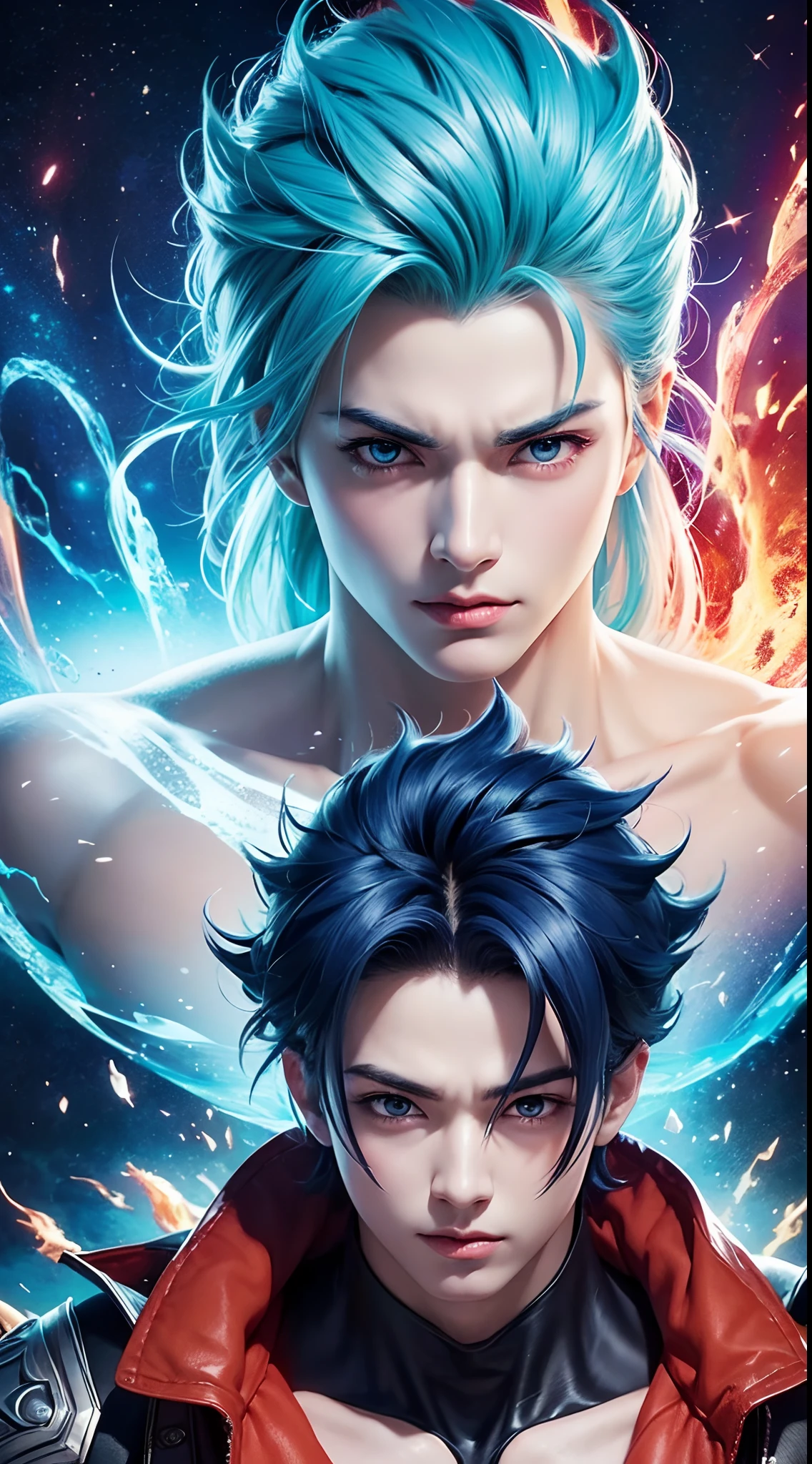 Get ready for a visual feast with Gohan having a handsome face and piercing red eyes, Brilliant blue hair and tattoos, Balanced character portraits and landscapes, and a perfect body. In his transformed state, He radiates extreme instinct and strength, Create an epic anime about this energy man. Fire and lava in stunning anime artwork will leave you in awe. This conceptual art is directly from the Universe, With manga-style 8K wallpapers that will take you to another dimension. Get ready to be amazed by this detailed digital anime artwork, Show the ultimate combination of style and strength.
