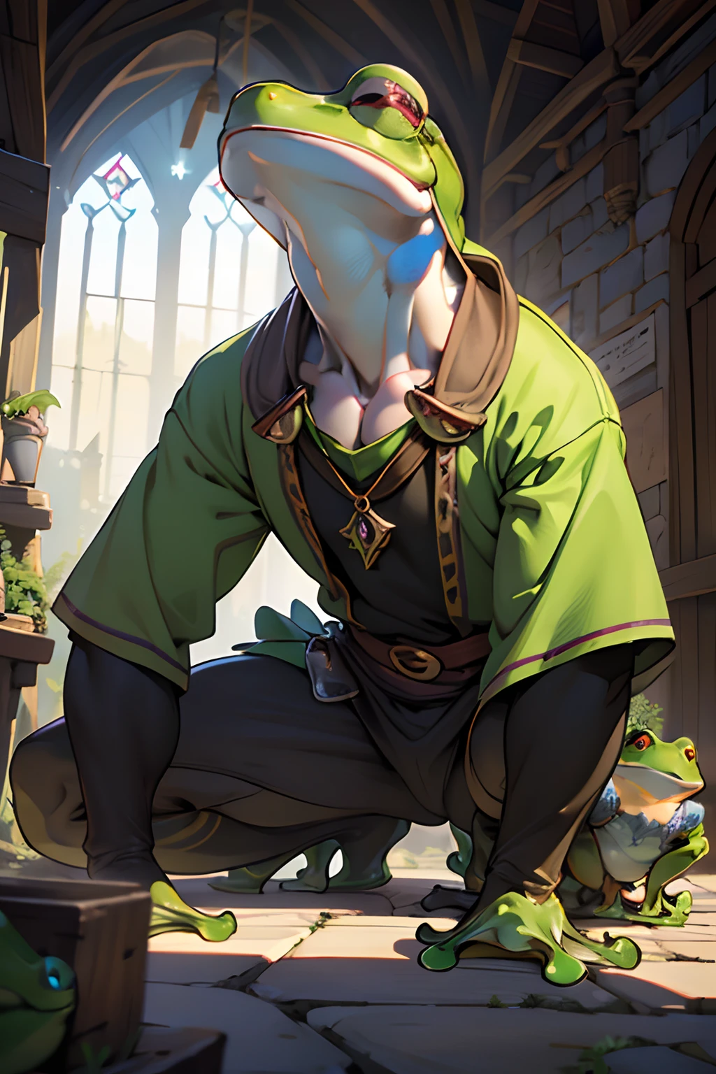 beste-Qualit, tmasterpiece, extra high resolution, Detailed, realisti, 独奏, In the background is a medieval fantasy city, (Frog Arms:1.5), stands, (Humanoid frog:1.4), Furry Frog, Frog erectus, Grung, fantasy, Small size, green skin, in full height, Resident's clothes, fantasy, Clothes of a medieval city dweller, (Fantasy Villager Clothing:1.2), D&D, Horror \(subject\), Dark Fantasy, Depth of field, non-human,(Ultra-detailed:1.3), Finely detailed, Ultra-detailed, (dynamicpose:1.0),(centered, scale to fit the dimensions, the rule of thirds), hight resolution, sharp-focus,(Ultra Detailed, Extremely detailed),(Photorealistic works of art:1.37),(чрезвычайно детализированные CG Unity 8k ),(((bright colours, A striking theme))),(Intricate),(Masterpiece),(Best Quality).