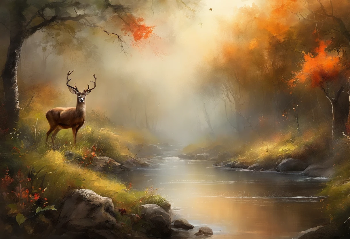 ink and watercolor painting,water ink,ink,Smudge,rivulets,rainbowing,jungles,Flowers,sika deer,steamy,smog,Immortal,vibrant with colors,super-fine,Hyper-realistic,Ultra photo realsisim,tmasterpiece,8k,on focus,Bokeh,Detailed pubic hair,hyper-detailing,high qulity,High definition,cinematic perspective