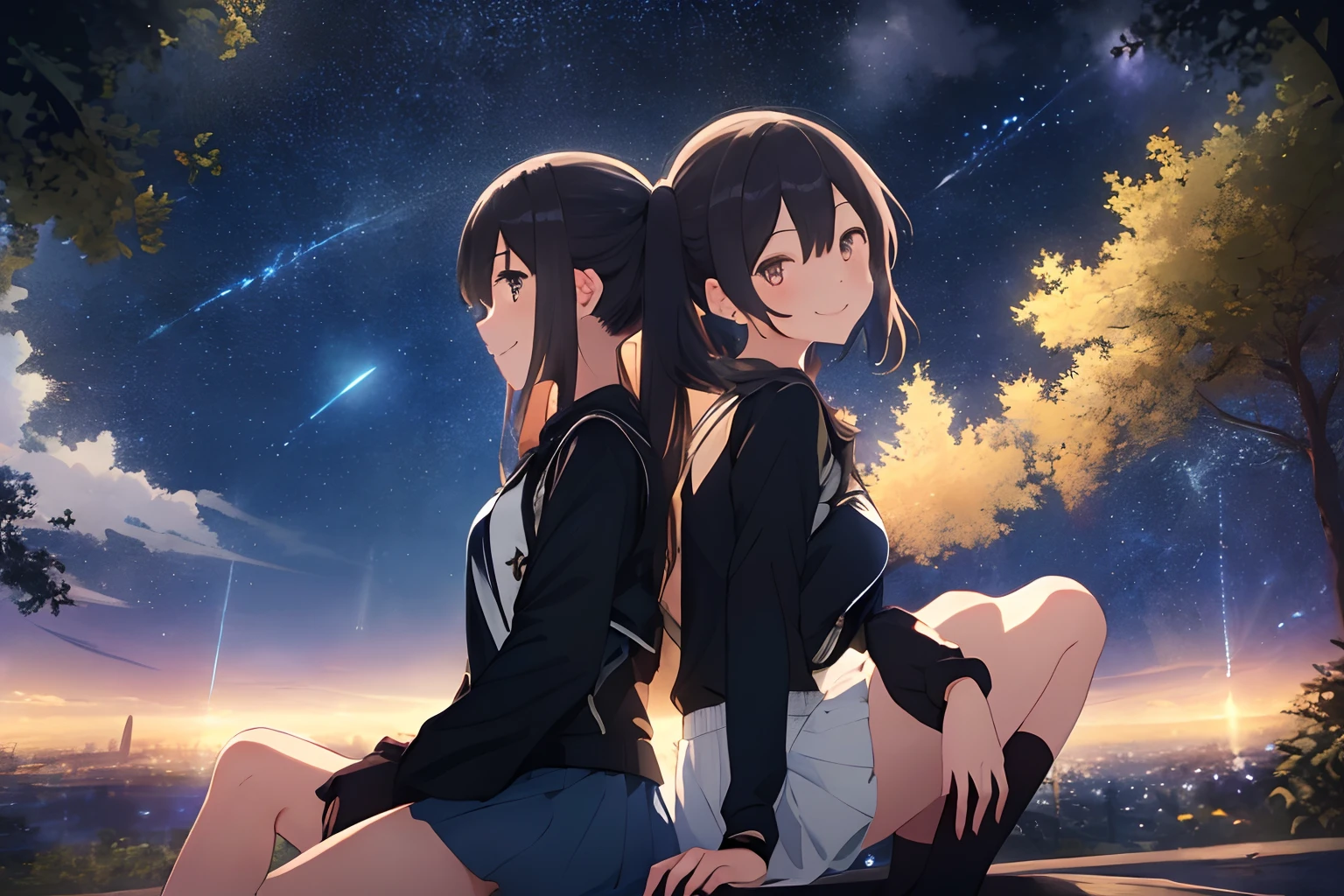 （（Long-range shots））tmasterpiece，Best quality，Realistic lighting，超高分辨率，（真实感，Foto realism：1.48），the night， A woman who is，sideface，Gaze at the stars 。Standing in the middle of the salt lake，The surface of the water is like a mirror，Reflecting the sky。