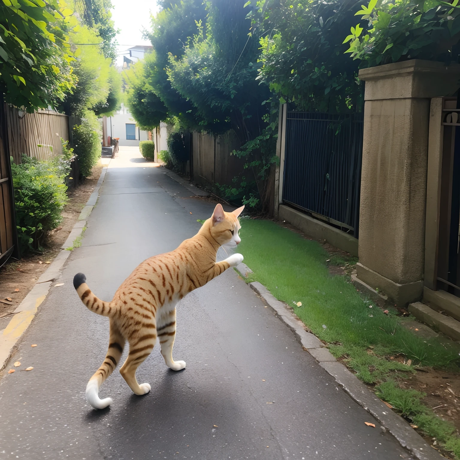 Yellow cat,Standing on two feet