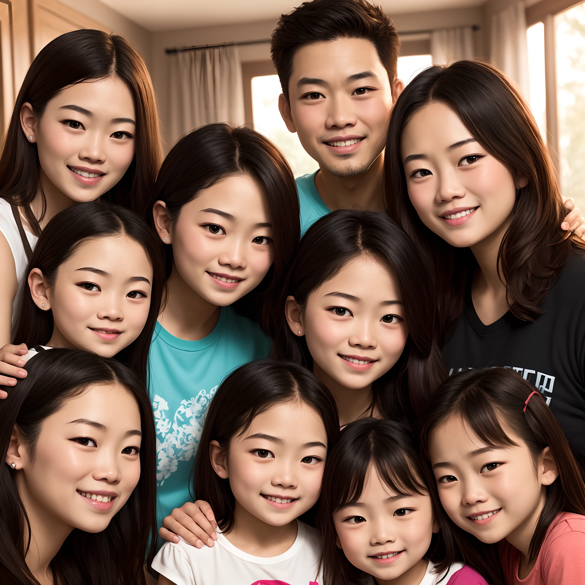 pixar Disney Asian family+mom long brown hair brown eyes+dad short spiked up black hair brown eyes+teenage daughter 16 yrs old medium length brown hair brown eyes+daughter 5 yrs old shoulder length brown hair brown eyes+boy 2yrs old short spikey brown hair brown eyes