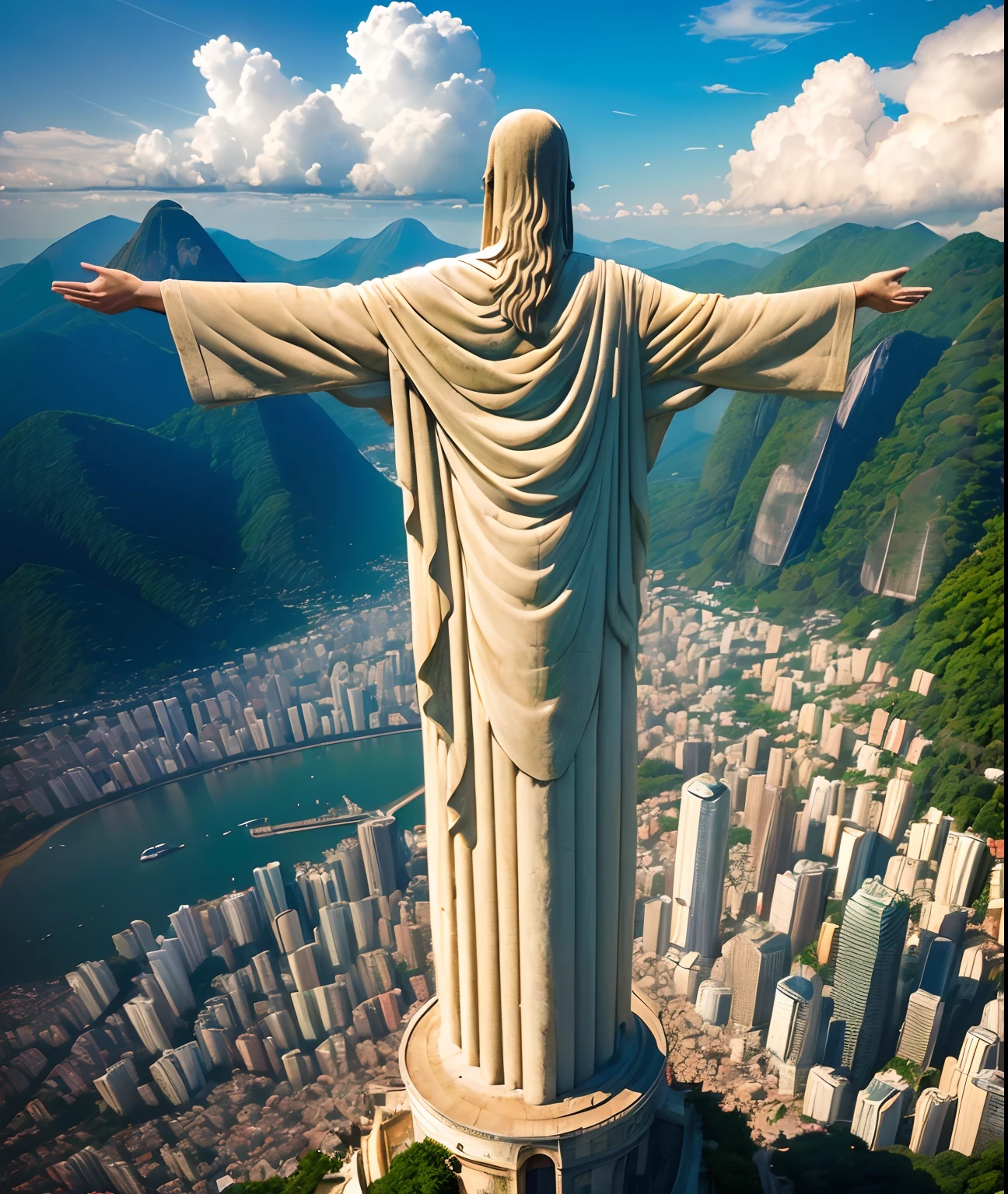 (melhor qualidade,ultra-detalhado,Realistic:1.37), cores vibrantes, HDR, Christ the Redeemer in Rio de Janeiro