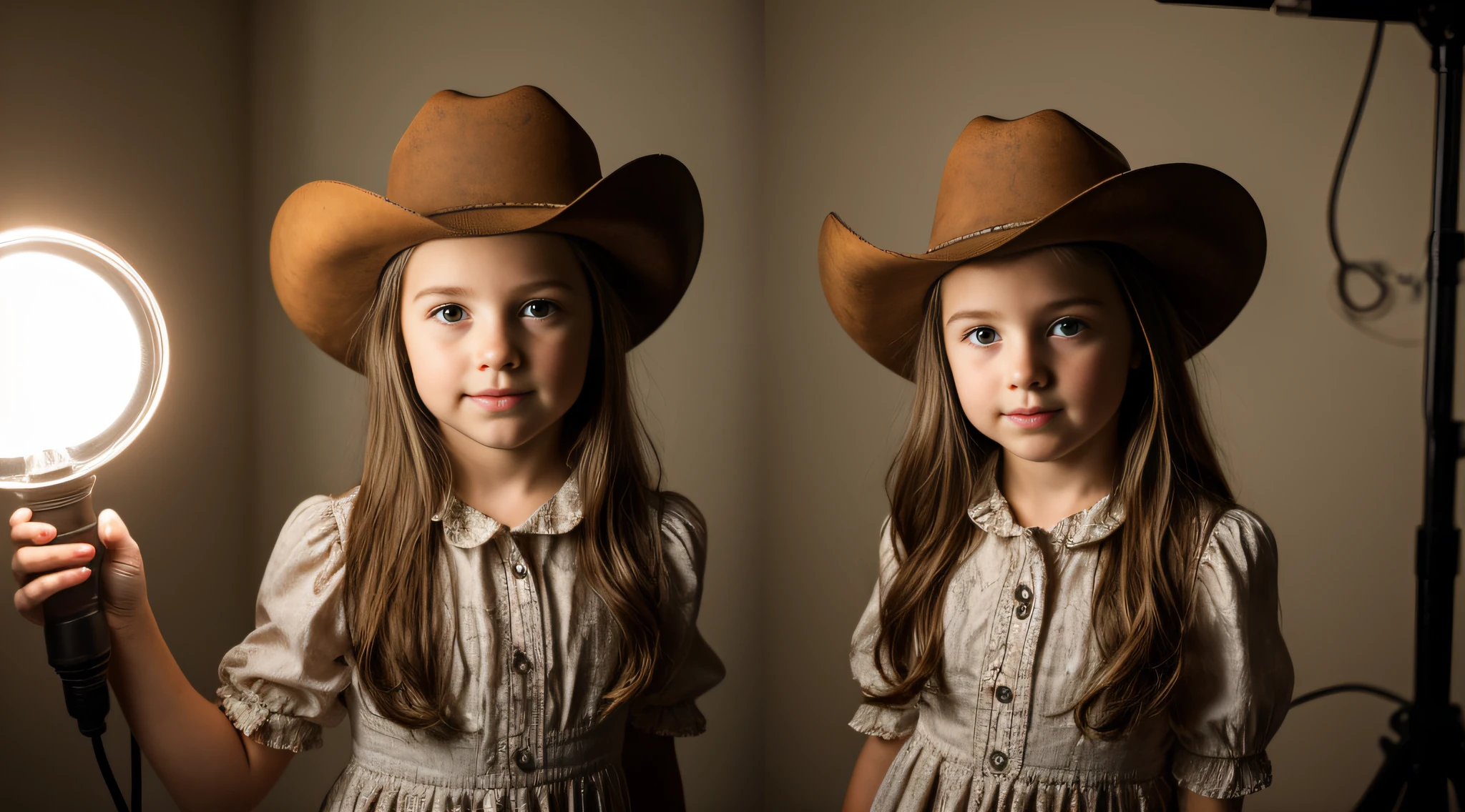 BLOND  girl in a cowboy hat holding a flashlight GREENlight , segurando uma lanterna, Vaqueira, menina sob lanterna, Cowgirl ocidental, vestido como um xerife ocidental, vaca-menina, jovem menina em roupas steampunk, Female cowgirl, Menina, Directed by: Linda Sutton, barnet, Uplighting, foto da menina, wearing a cowboy hat, next gen, retrato menina robusta