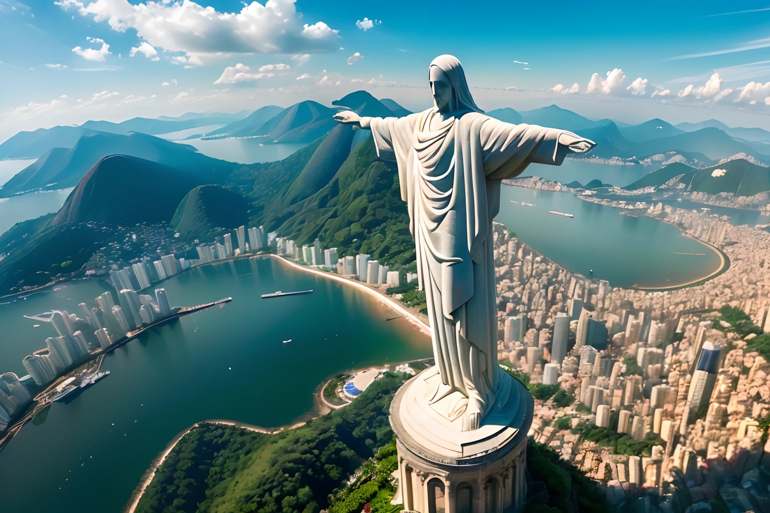 (melhor qualidade,ultra-detalhado,Realistic:1.37), cores vibrantes, HDR, Christ the Redeemer in Rio de Janeiro