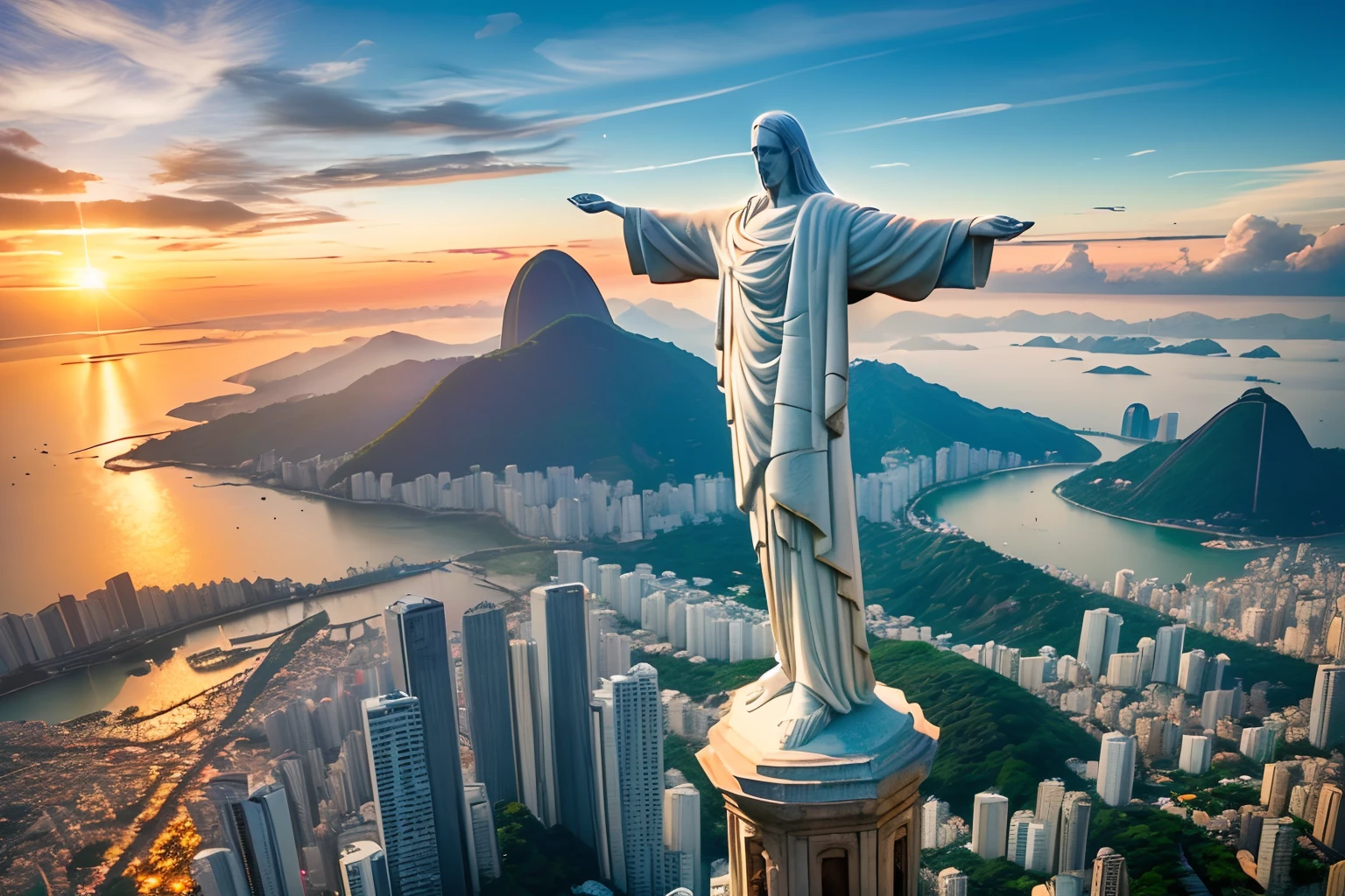 (melhor qualidade,ultra-detalhado,Realistic:1.37), cores vibrantes, HDR, Christ the Redeemer in Rio de Janeiro