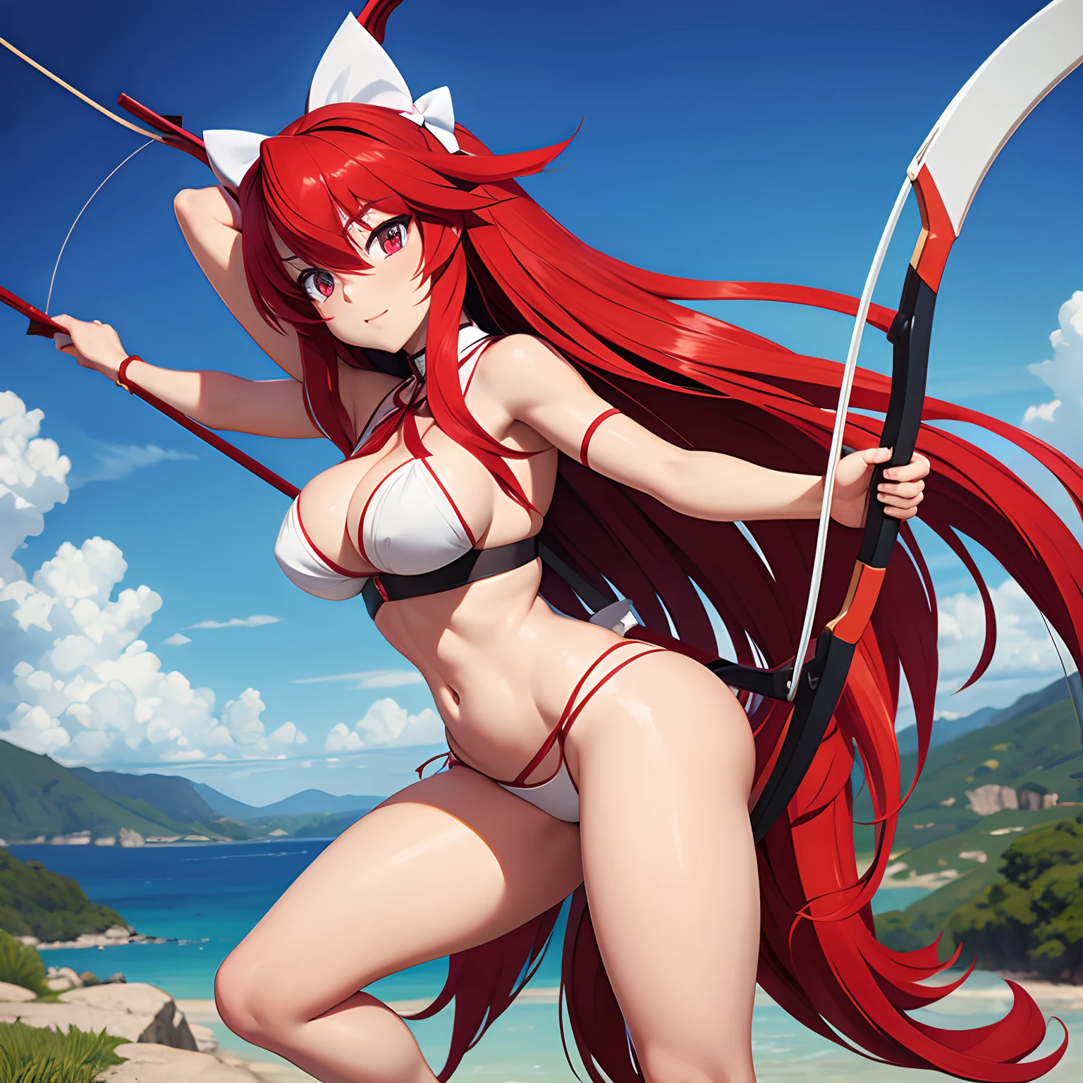 Rias gremory, native indigenous, pretty, with a bow and arrow