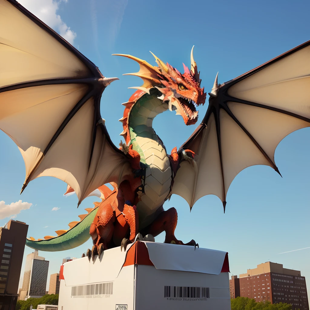 Dragon with milk cartons as wings. In Minneapolis