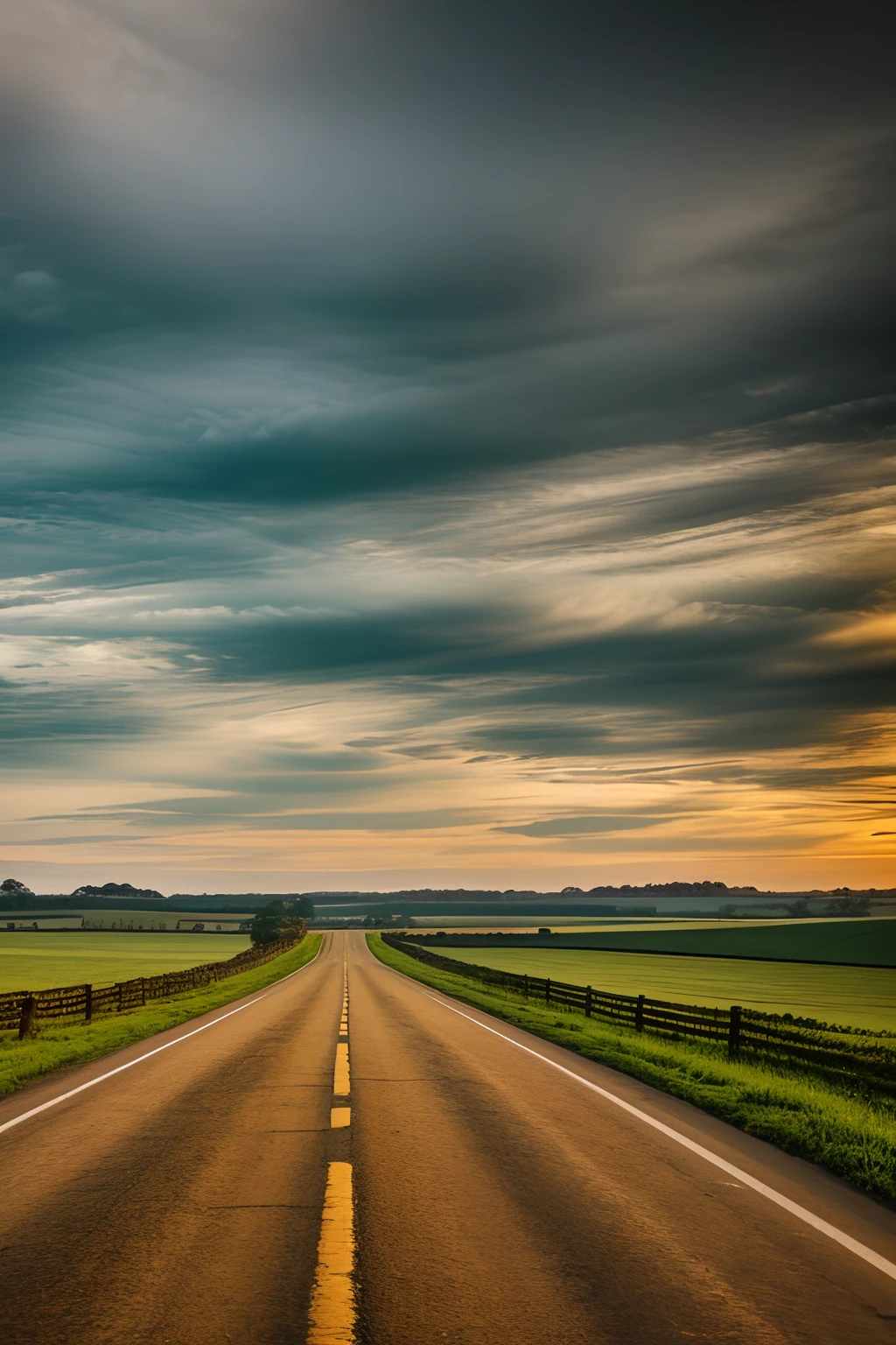 Country road landscape, photography inspired by the style of Ken Duncan well known as the pioneer of landscape, in making use of dodging and burning to edit a landscape image.