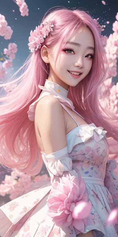 Prompt 1: Shower of Cherry Blossoms
Fairy's Appearance

Outfit: A dress made of cherry blossom petals. The design is fluffy and airy, with pink and white as the base colors, adorned with petals and leaves.
Hairstyle: Long wavy hair with a crown of cherry blossoms. The hair color is a soft pink.
Facial Features: Elegant and delicate features, large eyes, and light pink blush.
Accessories: Earrings and a necklace made of cherry blossom petals.
Location and Scenery

Location: A fully bloomed cherry blossom avenue. The background is filled with blooming cherry blossoms.
Time of Day: Morning, with soft daylight streaming in.
Scenery: Cherry blossom petals are dancing in the air, and the ground is covered with petals. The background has a clear blue sky.
Pose and Expression

The fairy is spreading her arms and dancing. She has a gentle smile on her face.