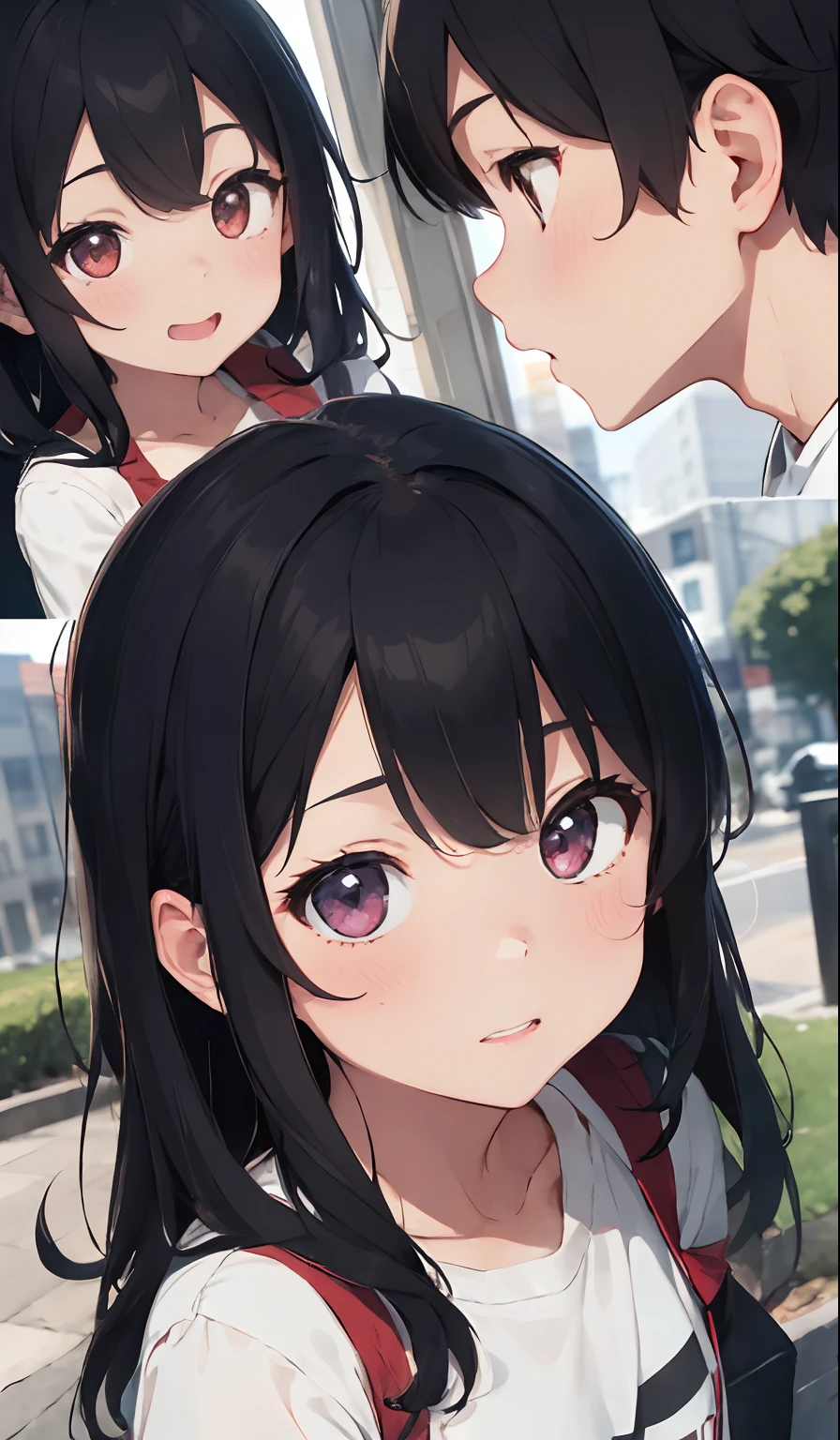 {Two people} ,{Boy 1}{girl1}kiss{Seduced}, 4K picture quality, cinematic quality,school,{*********** boy and girl},{tiny body},{two children} A dark-haired,cute little, Kamimei{deepkiss}