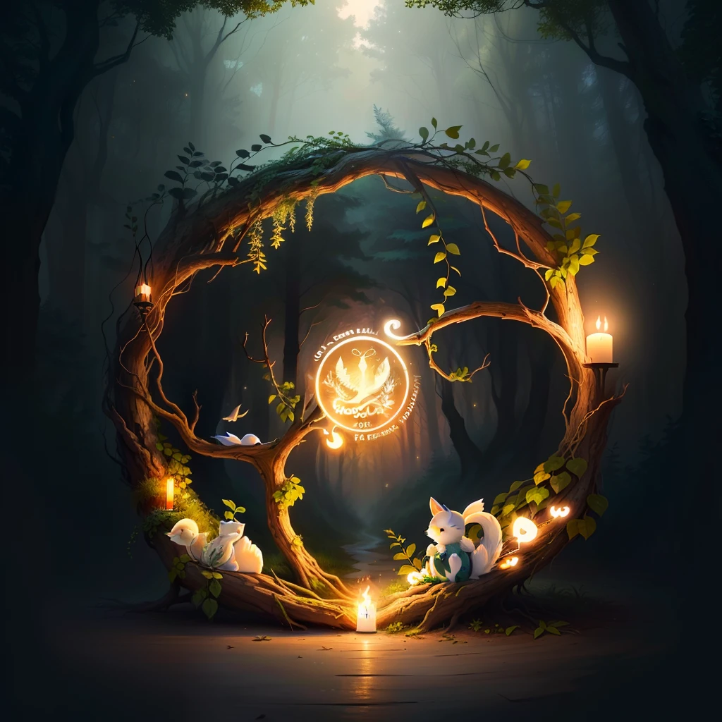 healing Hollow Way LLC logo,circular logo,circular logo company name,healing Hollow Way LLC,nature,woodland creatures,woodland creatures surrounding wording