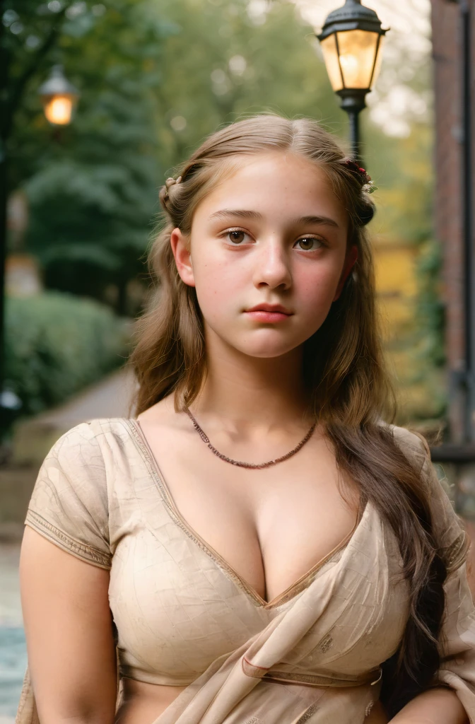 woman in saree blouse, extreme cleavage