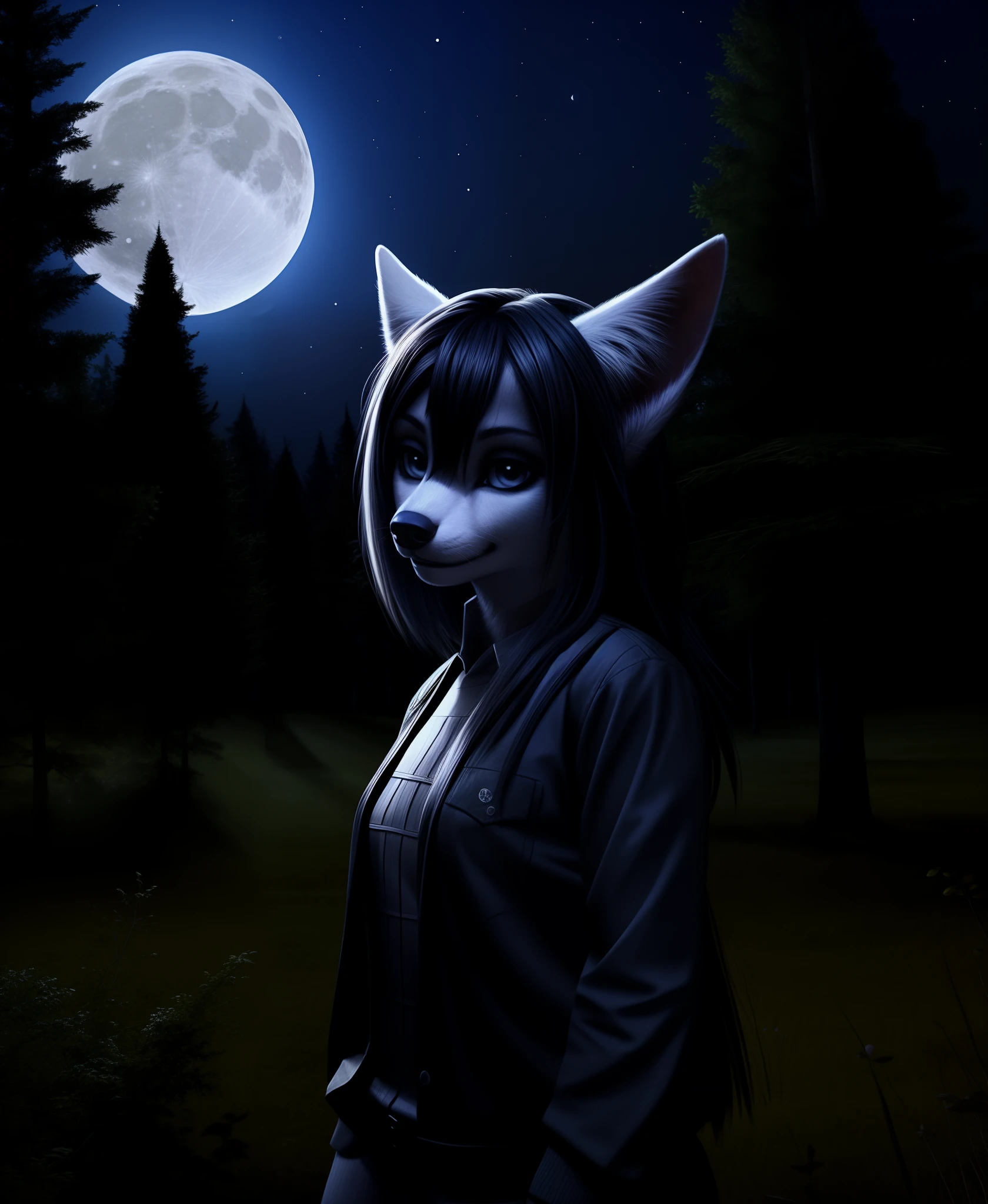 (photo hyper realistic),
1 (girl:1.3), Night, Forest:0.8, Full moon
MiyuCzar