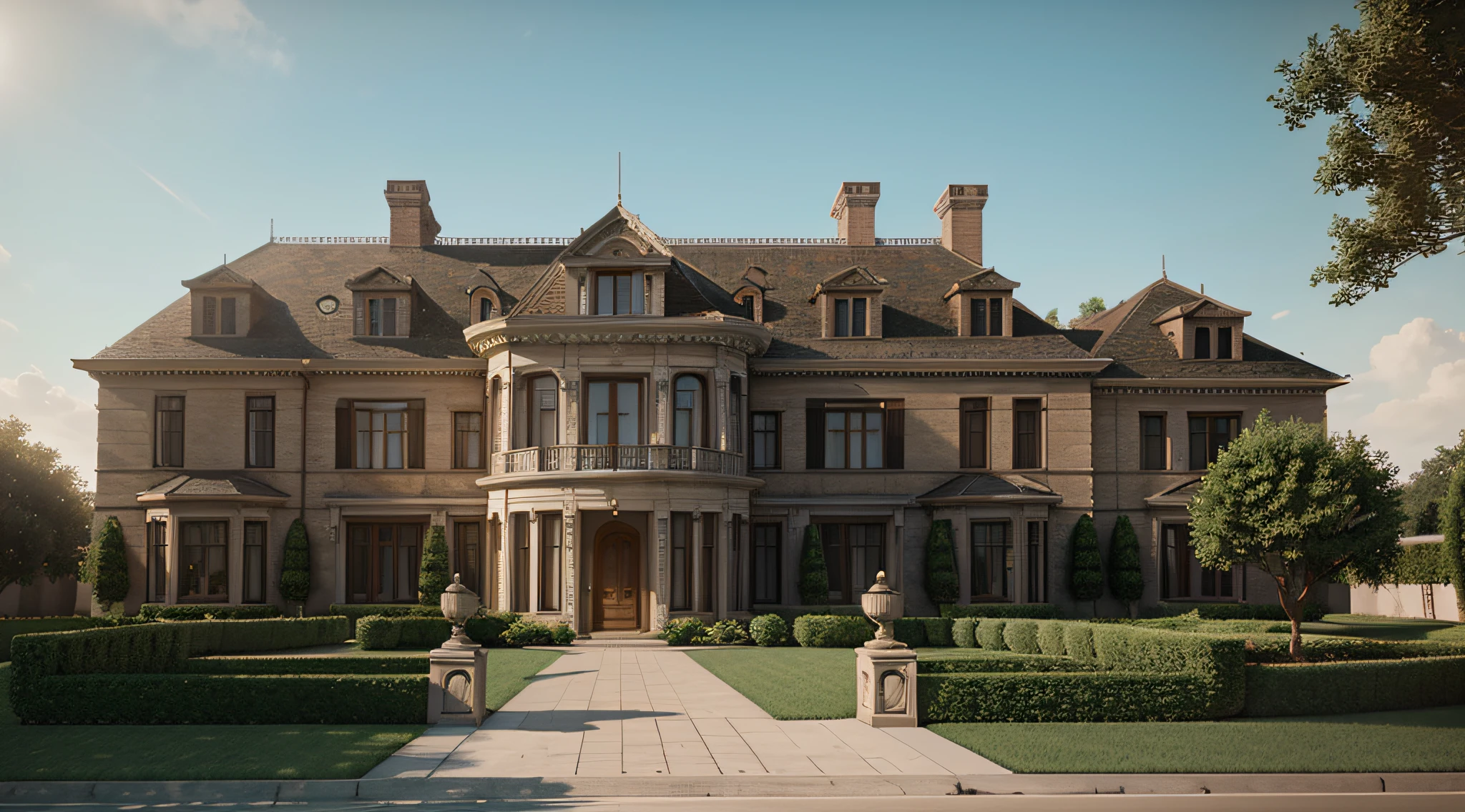 a mansion seen from outside vray 32k