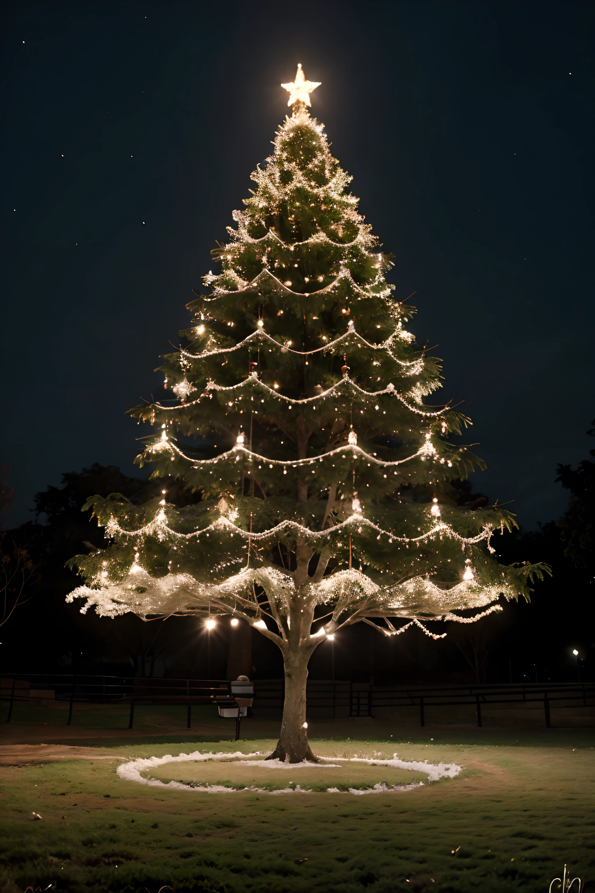 arvore de natal com muitos detalhes e enfeites em um fundo branco