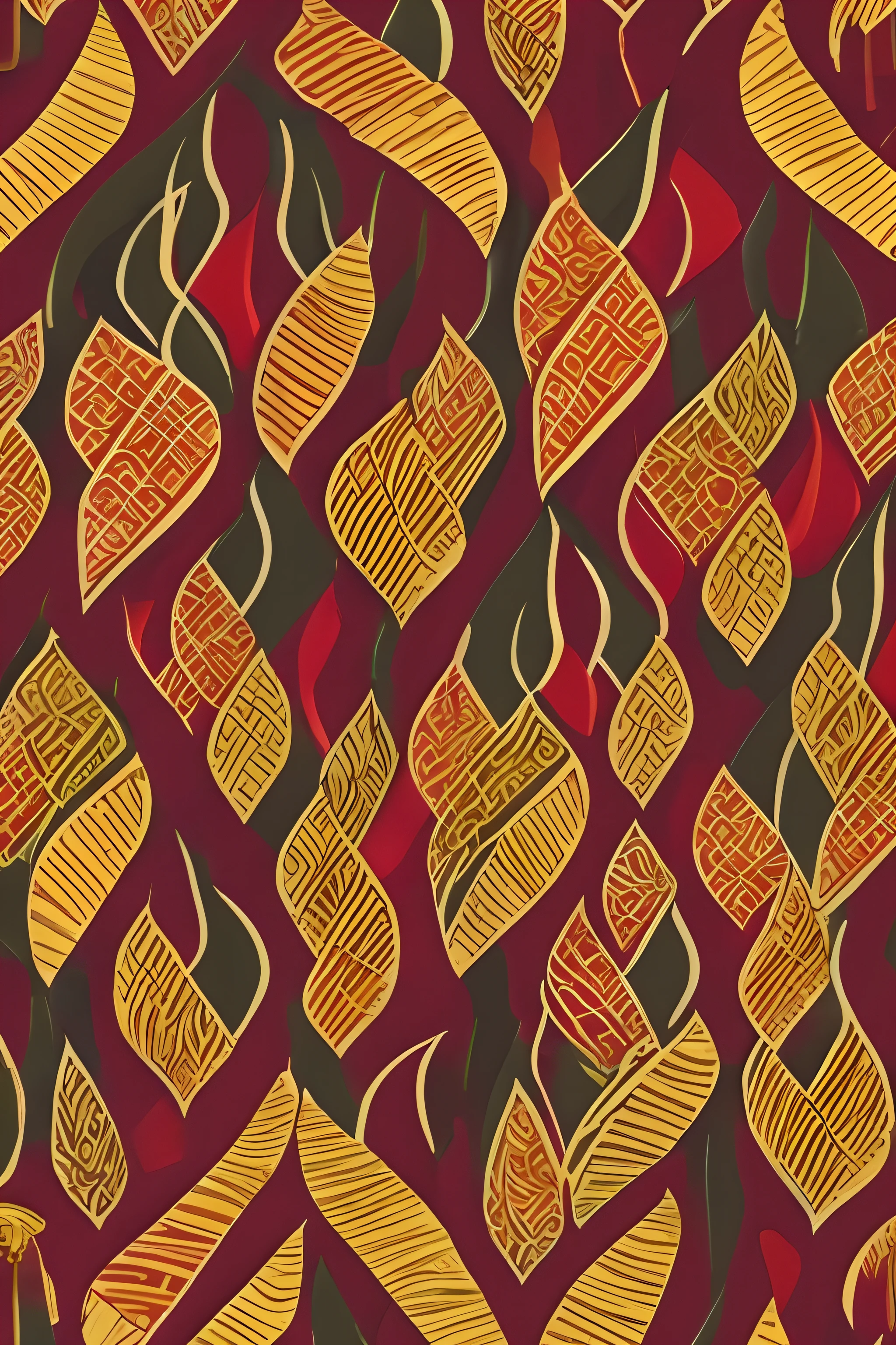 oriental pattern, milton glaser inspired, pattern design, burgundy, rust orange, olive green, mustard yellow, color palette, Vietnamese culture inspired, ancient vietnamese pattern