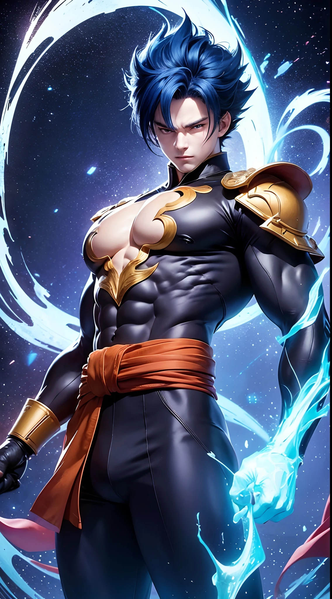 Get ready for a visual feast with Gohan having a handsome face and piercing red eyes, Brilliant blue hair and tattoos, Balanced character portraits and landscapes, and a perfect body. In his transformed state, He radiates extreme instinct and strength, Create an epic anime about this energy man. Fire and lava in stunning anime artwork will leave you in awe. This conceptual art is directly from the Universe, With manga-style 8K wallpapers that will take you to another dimension. Get ready to be amazed by this detailed digital anime artwork, Show the ultimate combination of style and strength.