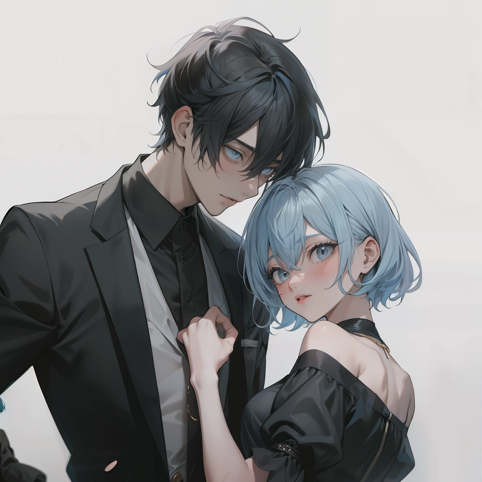 1hombre y 1mujer,Corazon roto,ruptura amorosa, women with light blue hair, man with black hair