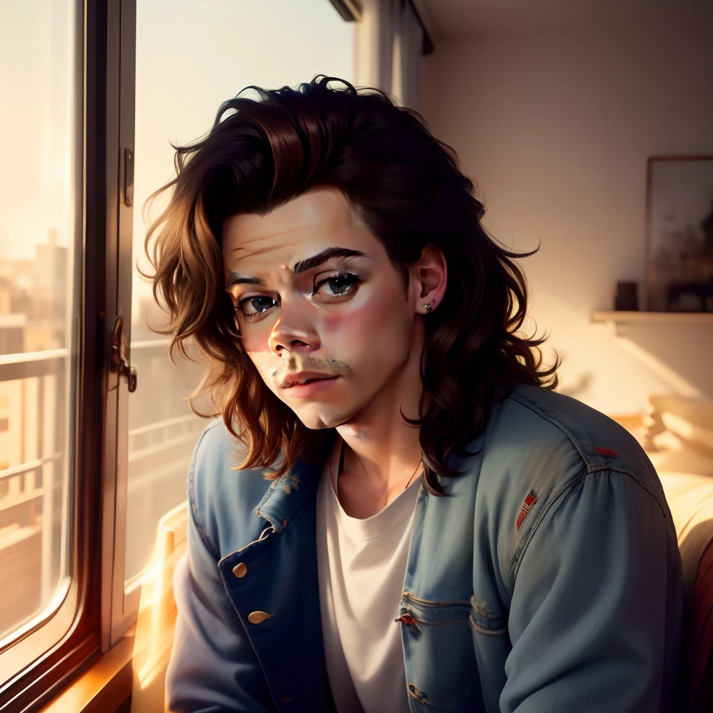 Harry styles with a mullet