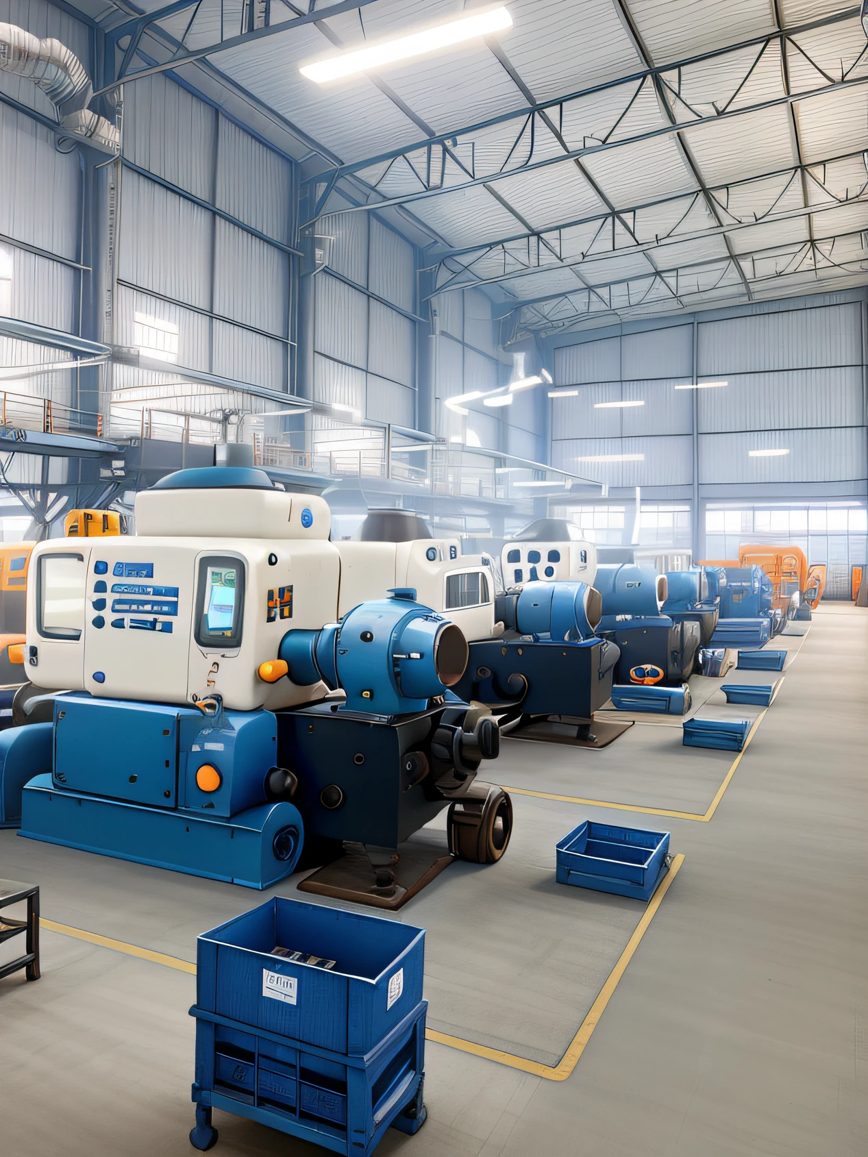A disney pixar-style industrial machinery company, in high definition
