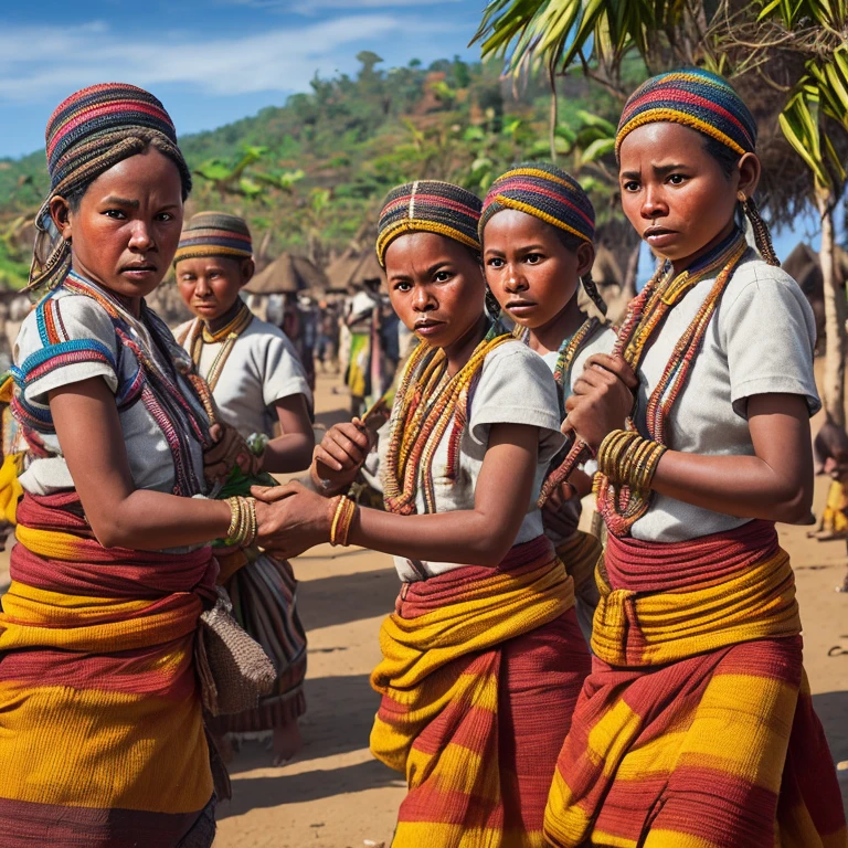 Immerse yourself in the vibrant culture of Madagascar with a stunningly realistic image of the Malagasy people, capturing their unique traditions and customs.