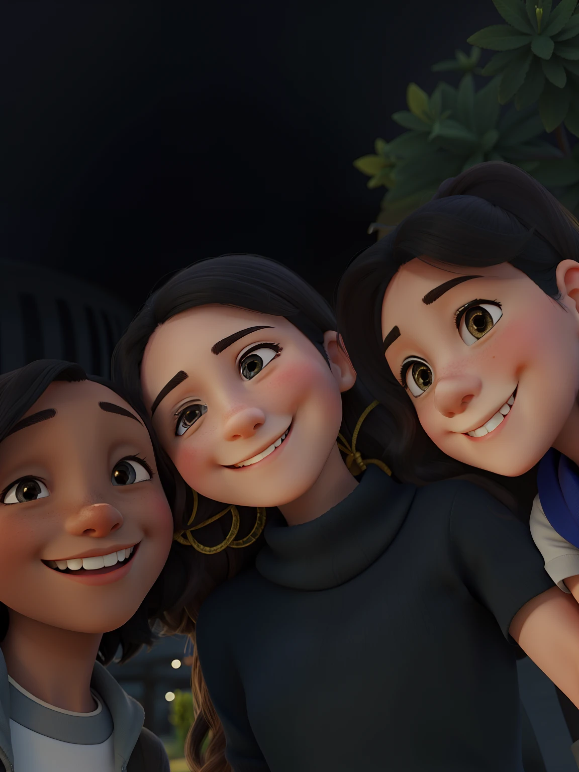 Three people smiling