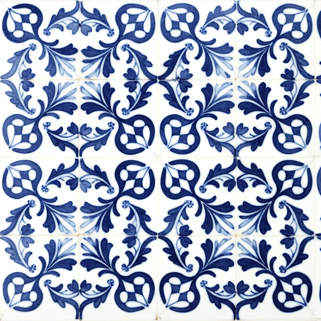 a blue and white tile with a pattern of leaves and flowers, azulejo, chinoiserie pattern, inspired by Fernando Gerassi, tiles, symmetric pattern, seamless pattern design, complex pattern, seamless pattern :: symmetry, inspired by William Morris, pattern art, wallpaper pattern, ornate pattern, patterned tilework, indigo occult pattern, art nouveau pattern