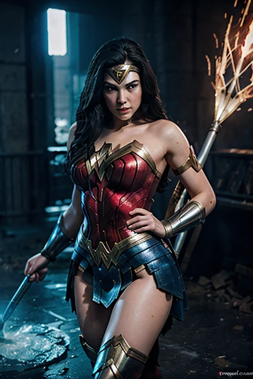 a wonder woman as league of legends splash art