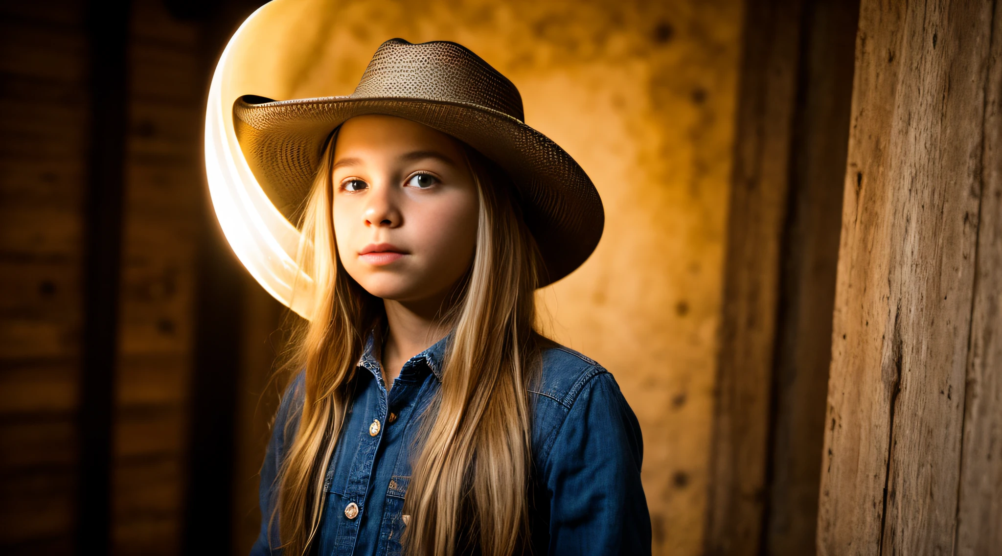 BLOND  girl in a cowboy hat holding a flashlight GREENlight , segurando uma lanterna, Vaqueira, menina sob lanterna, Cowgirl ocidental, vestido como um xerife ocidental, vaca-menina, jovem menina em roupas steampunk, Female cowgirl, Menina, Directed by: Linda Sutton, barnet, Uplighting, foto da menina, wearing a cowboy hat, next gen, retrato menina robusta