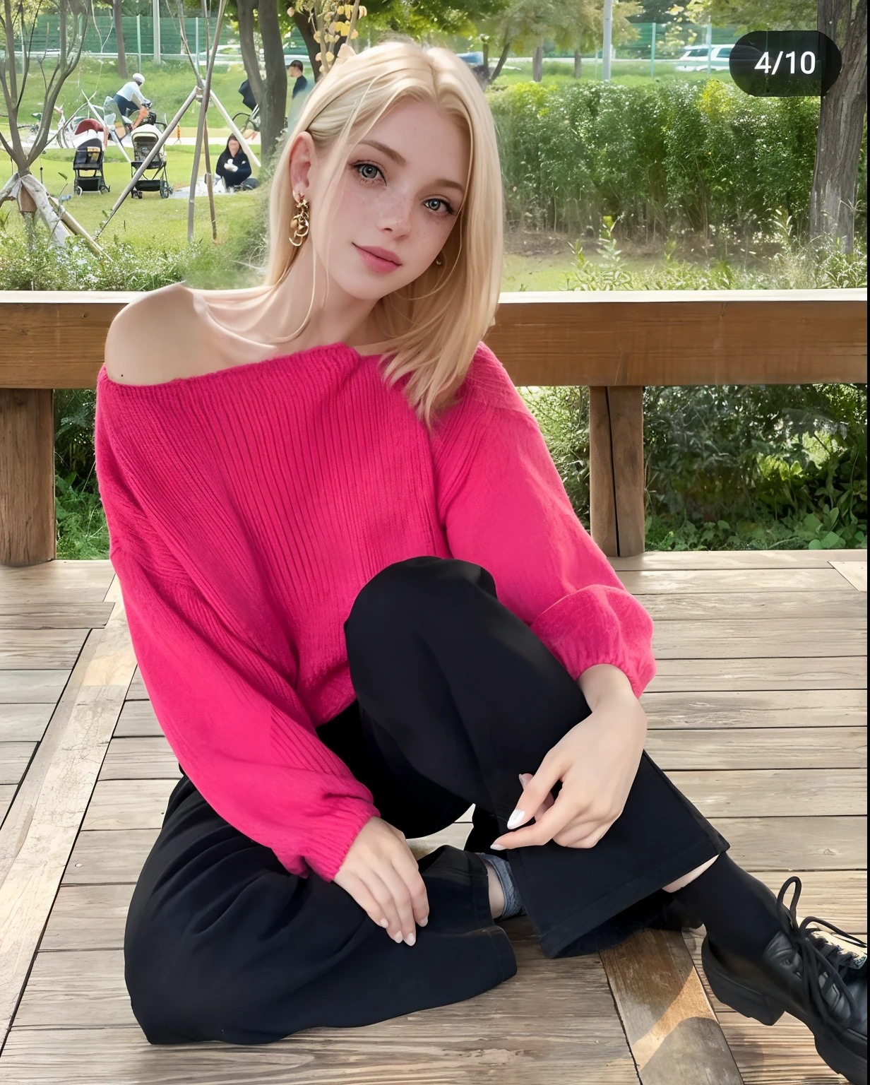 mulher, americana, 25 anos, pale skin and freckles, olhos cinzas, nariz delicado, soft and delicate lips, Cabelo blondie cinza longo e ondulados, sorriso meigo