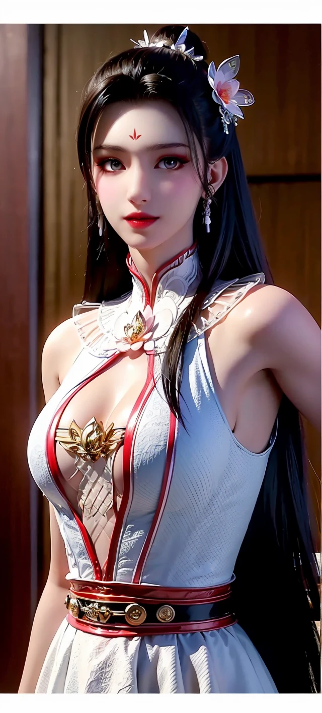 ray tracing,surrealism,cinematic lighting,caustics,absurdres,lying,(((Rich details))),realistic,extremely detailed cg unity 8k wallpaper,(((Beautiful face))),Black hair,1girl,Beautiful eyes,see-through,china dress,((( chinese clothes))),long dress,long legs,best quality,beautiful,gauze kerchief,medium breasts, goddess,bare shoulders,dress,jewelry, yin yang,