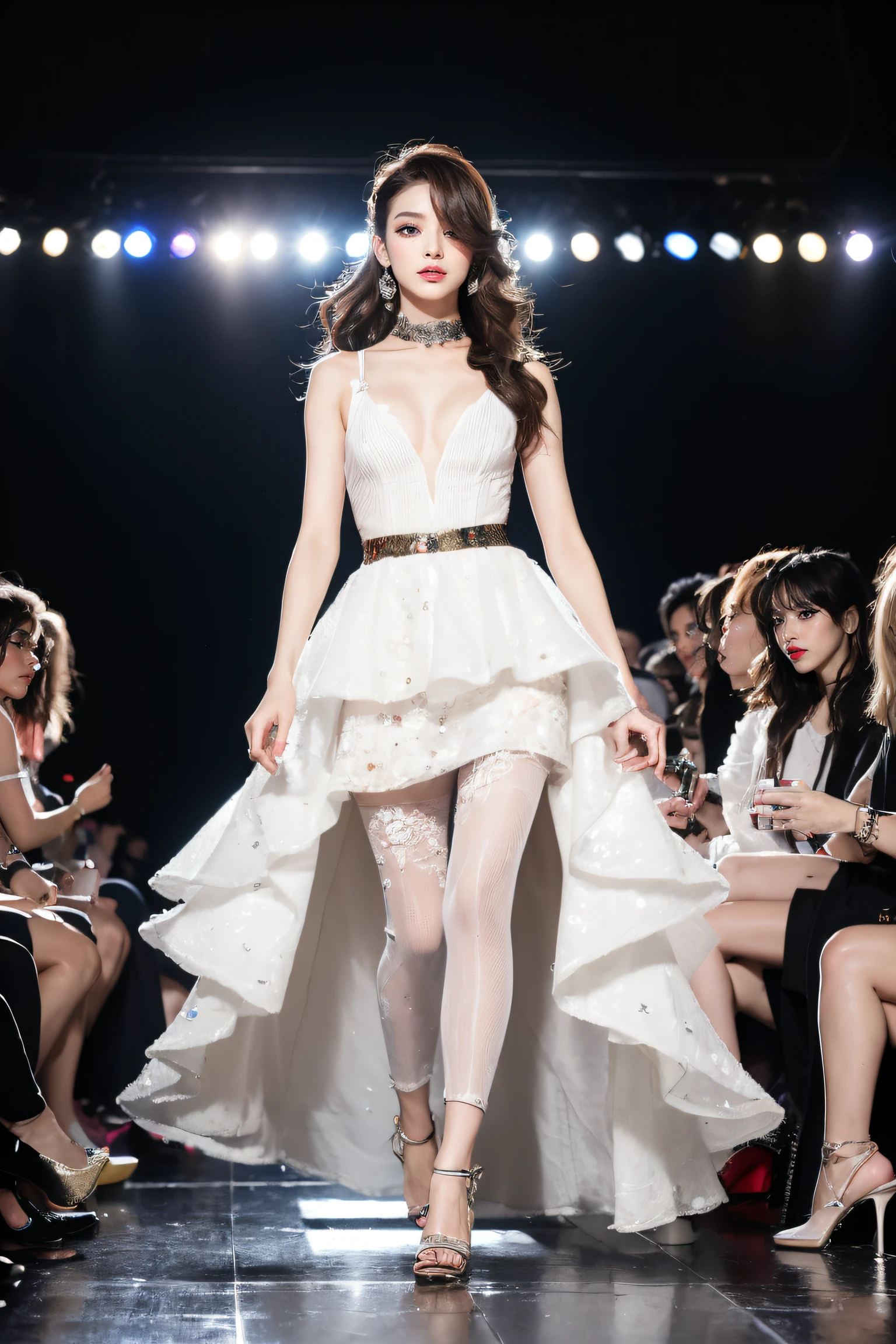 high fashion model on the runway in avant garde dress --auto --s2