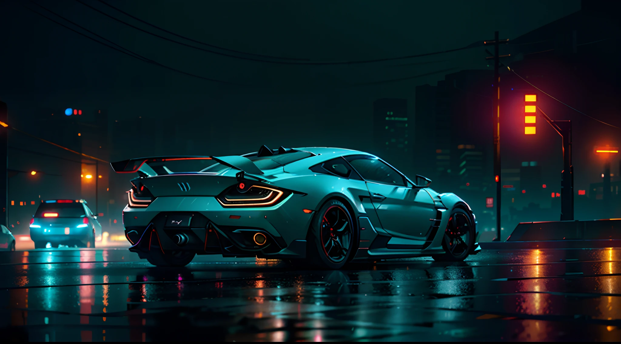 a car of the future in rainy cyberpunk city
(((cinematic lighting))), soft cinematic light, adobe lightroom, photolab, hdr, immense detail, photorealism, professional photography