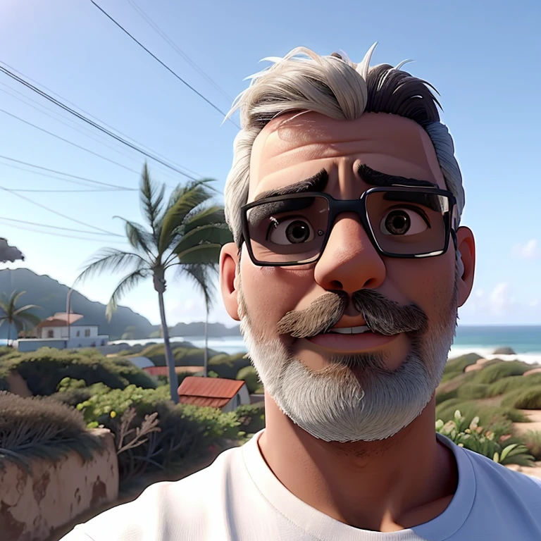 um homem em frente ao mar